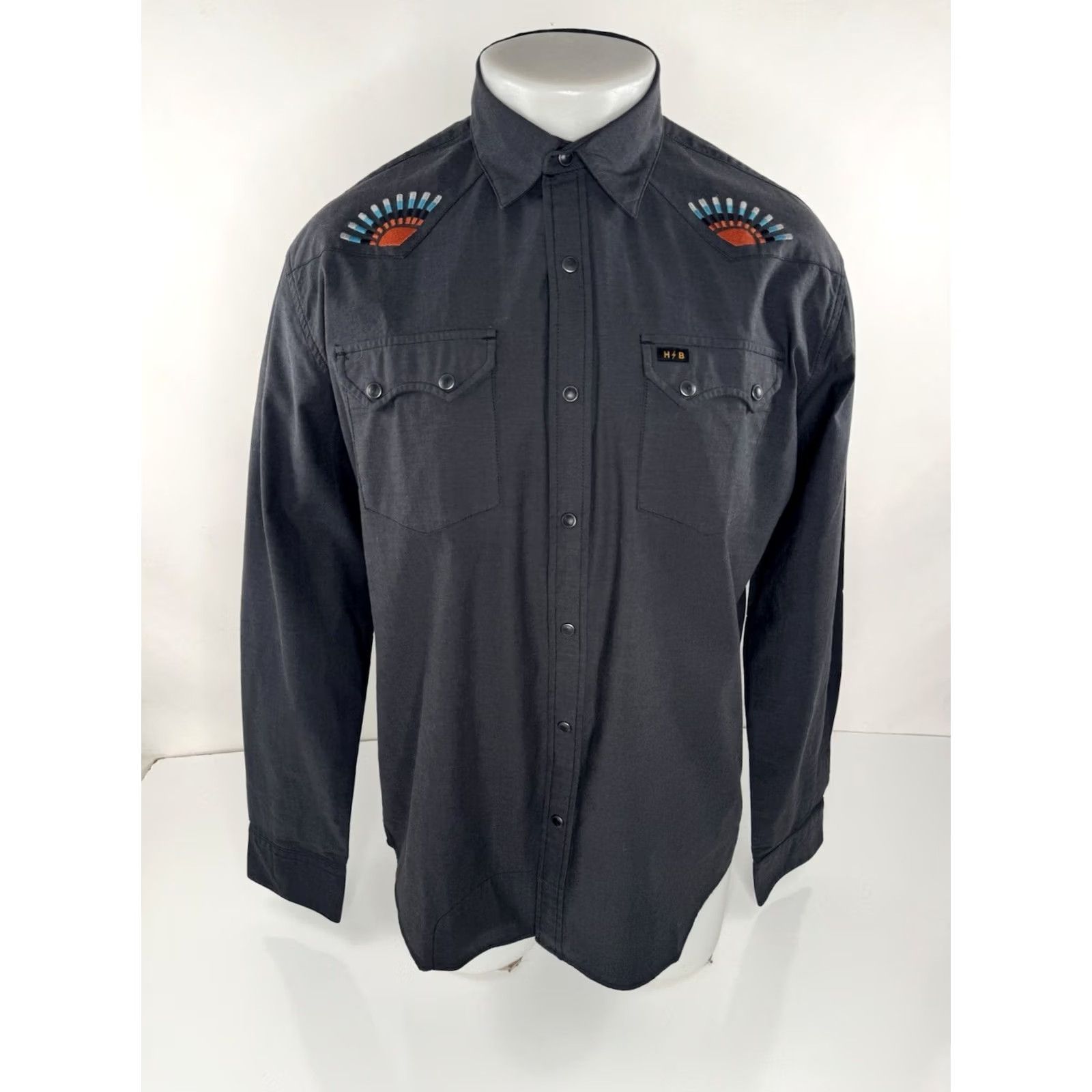 Vintage HOWLER BROS Gaucho Aztec Southwestern Sunset M Shirt Long Sleeve Button-Up Gray Mens Adults? Size US M / EU 48-50 / 2 - 2 Thumbnail