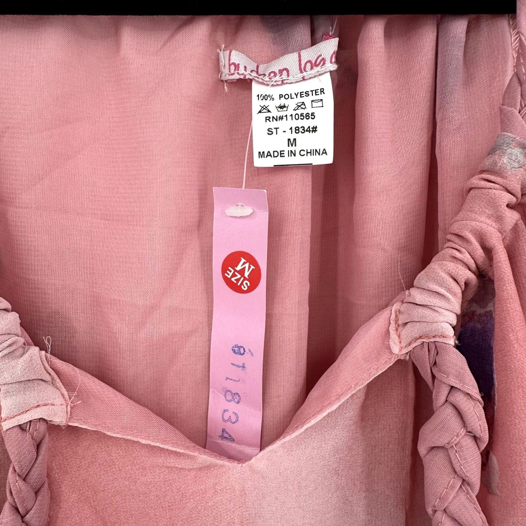 Vintage By Deep Los Angeles Floral Maxi Dress Womens M Pink Halter Braided Straps Size M / US 6-8 / IT 42-44 - 5 Thumbnail