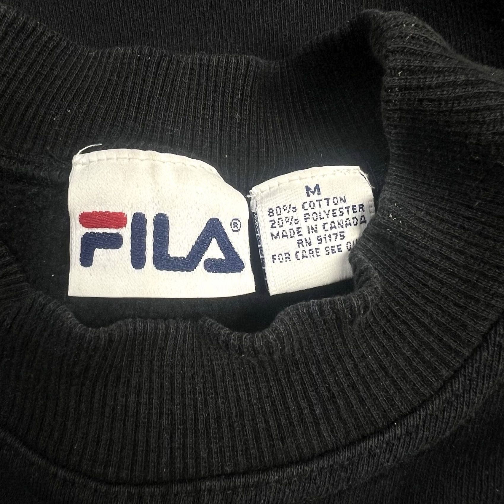 Fila VINTAGE Fila Black Mockneck Crewneck Embroidered Logo Adult Medium Sweatshirt Mens Womens Unisex Size US M / EU 48-50 / 2 - 2 Thumbnail