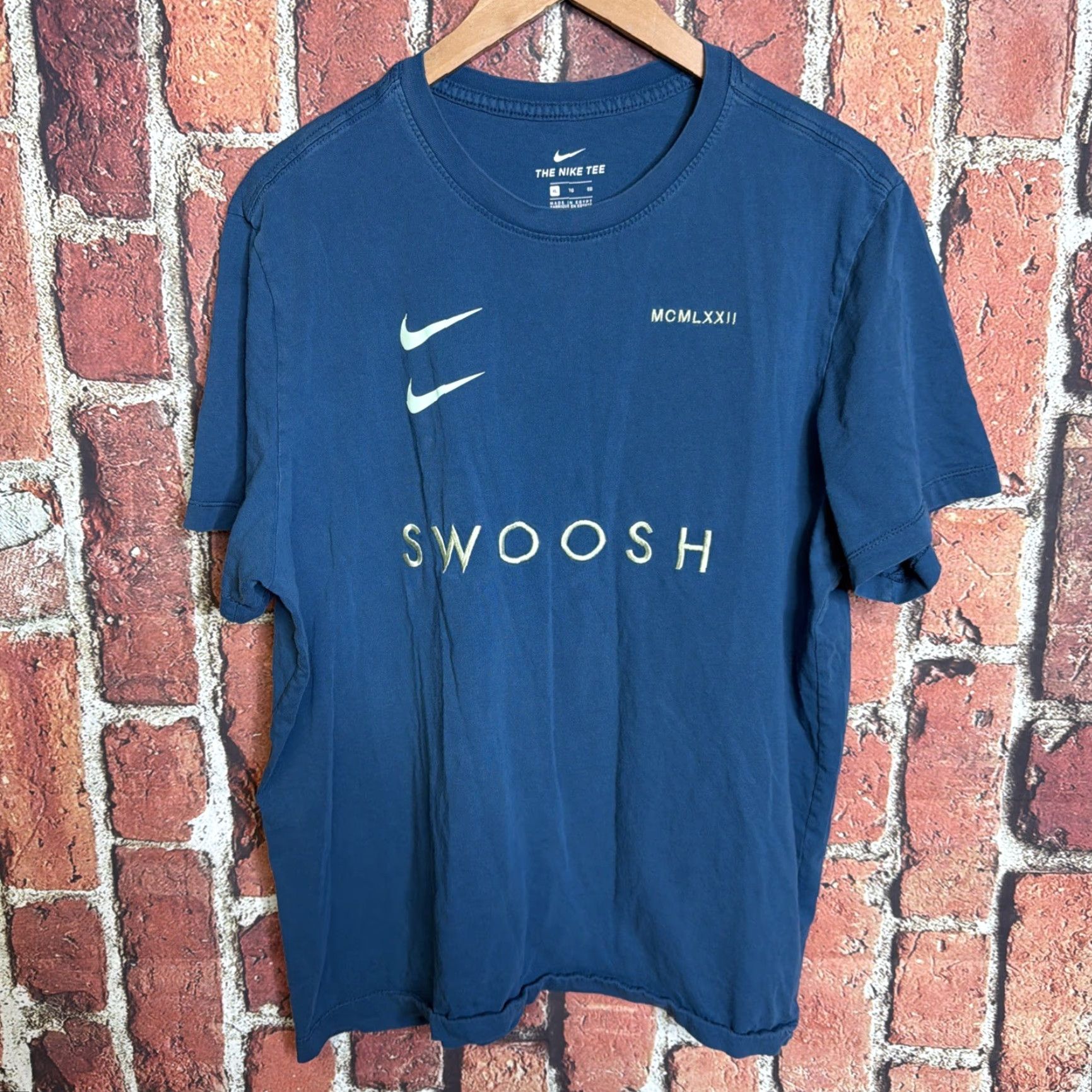 Nike Nike T-Shirt XL Womens Blue Swoosh Embroidered Tee Short Sleeve Crew Neck Shirt Size XL / US 12-14 / IT 48-50 - 2 Thumbnail