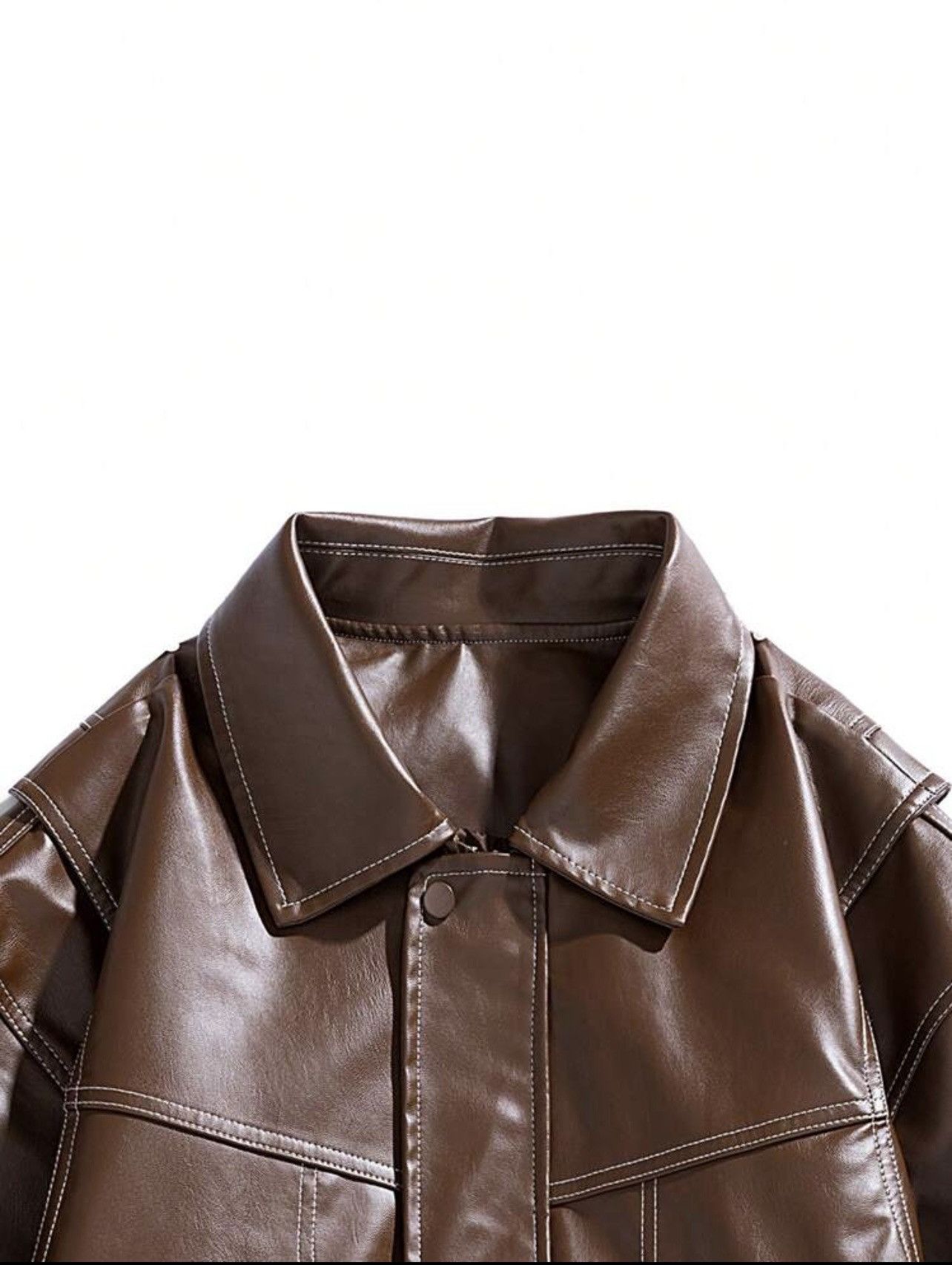 Vintage Men’s Turndown Collar PU Leather Jacket Size US XL / EU 56 / 4 - 2 Thumbnail