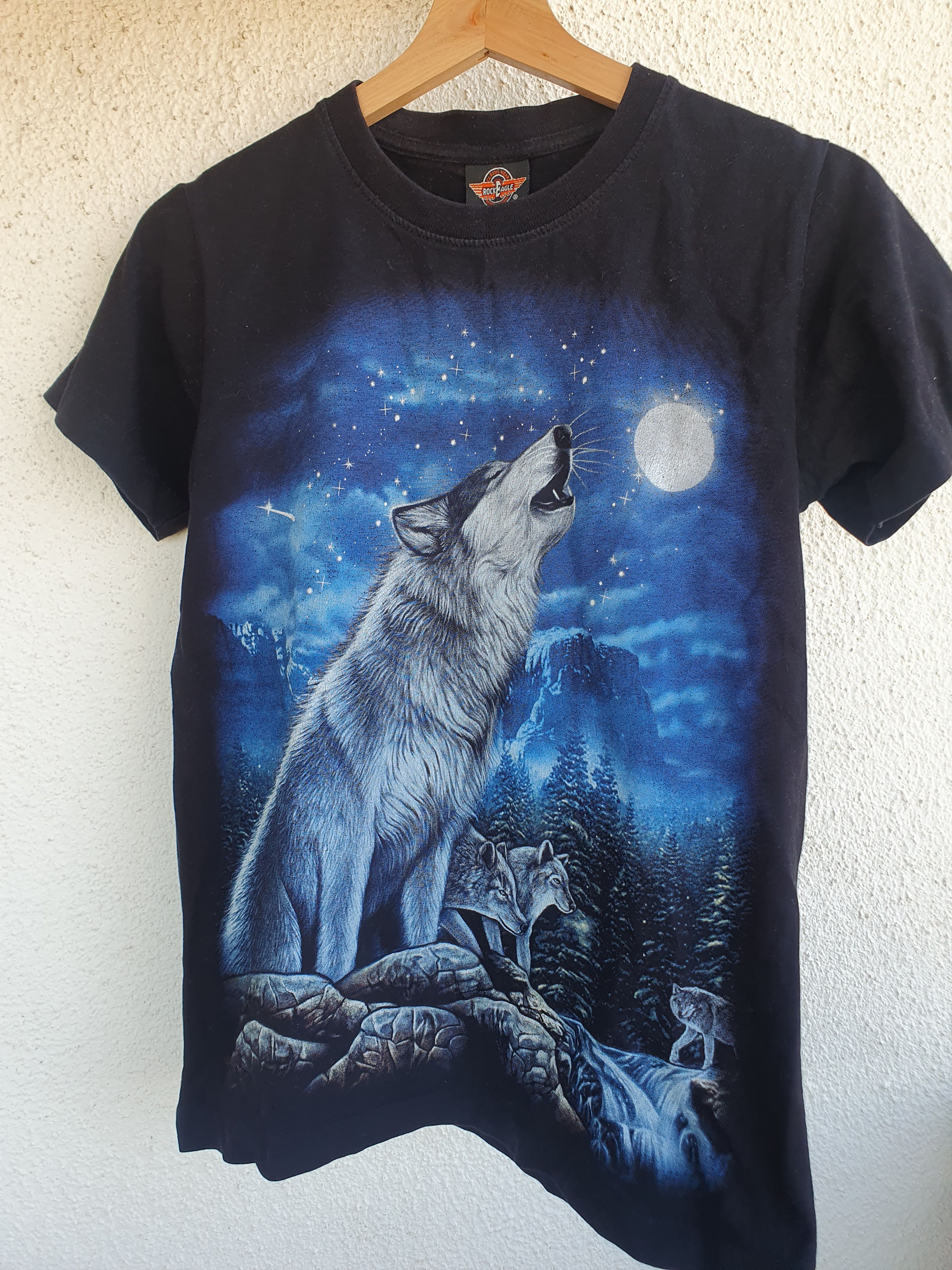 Vintage Howling Wolf Rock Eagle Vtg Single Stitch Double Sided tee S Size S / US 4 / IT 40 - 1 Thumbnail