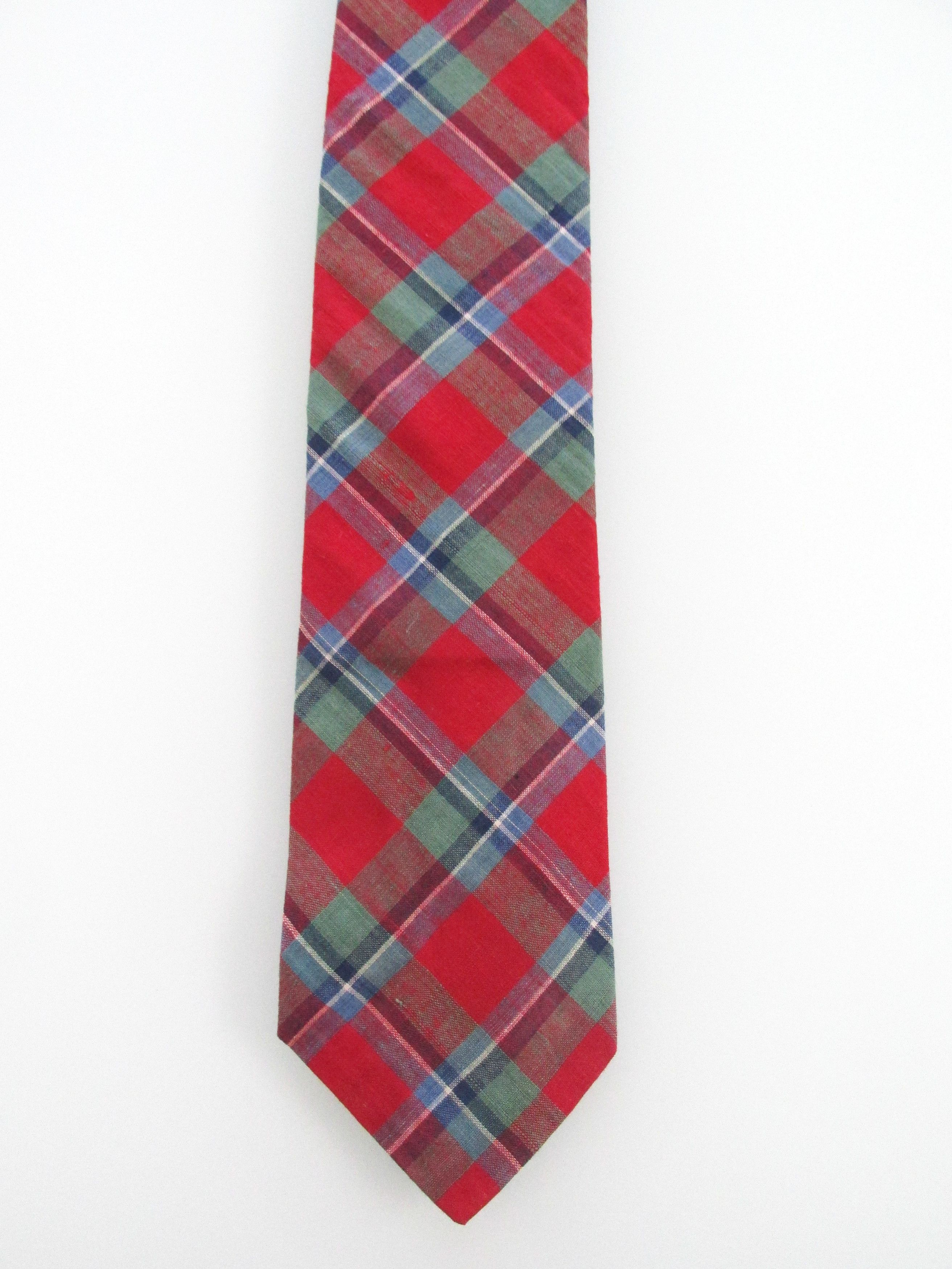 Vintage Rooster Vintage Men's Cotton Plaid Ties Size ONE SIZE - 2 Thumbnail