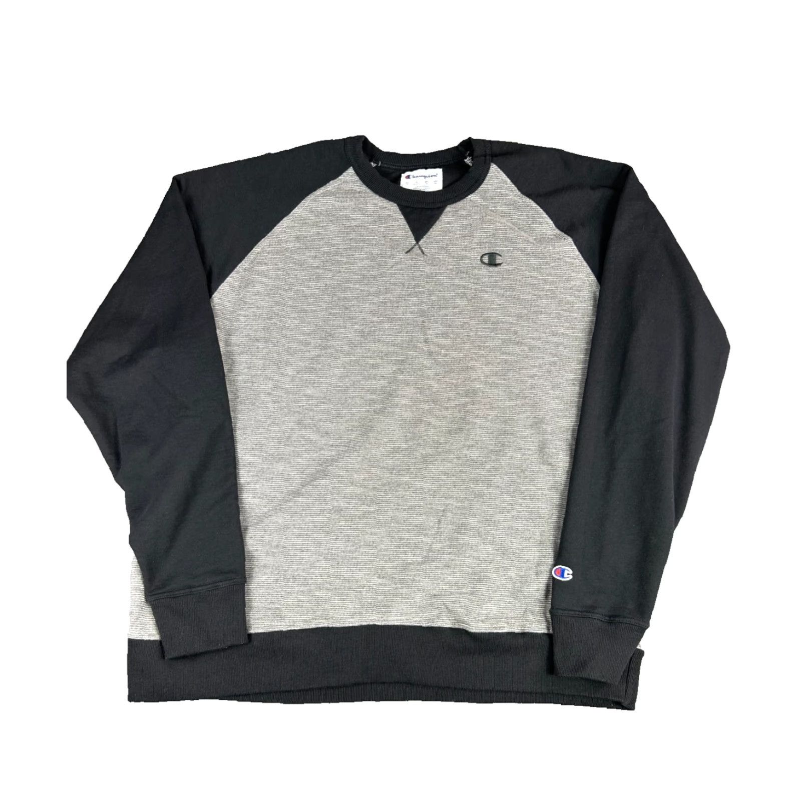 Champion VINTAGE Champion Sweatshirt Mens 2XL Raglan Crewneck Black Gray All Seasons Reverse Weave 80s 90s Logo Embroidered C Mens Size US XXL / EU 58 / 5 - 2 Thumbnail
