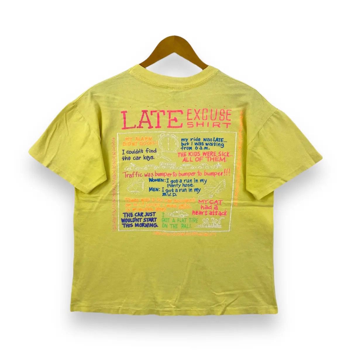 Other Vintage 90's LATE EXCUSE SHIRT Humor Funny Tee Shirt Size US M / EU 48-50 / 2 - 1 Thumbnail