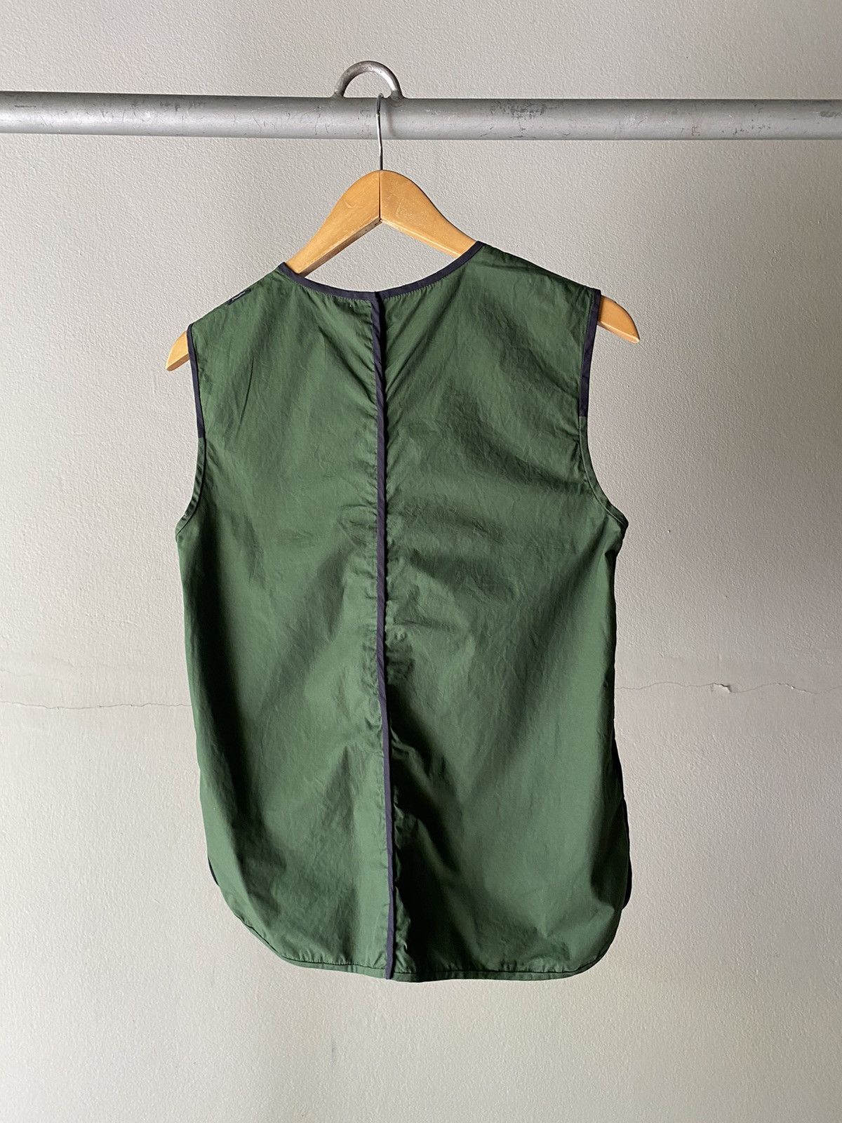 Max Mara Max Mara Forest Green Sleeveless Blouse with Black Trim Size M / US 6-8 / IT 42-44 - 8 Thumbnail