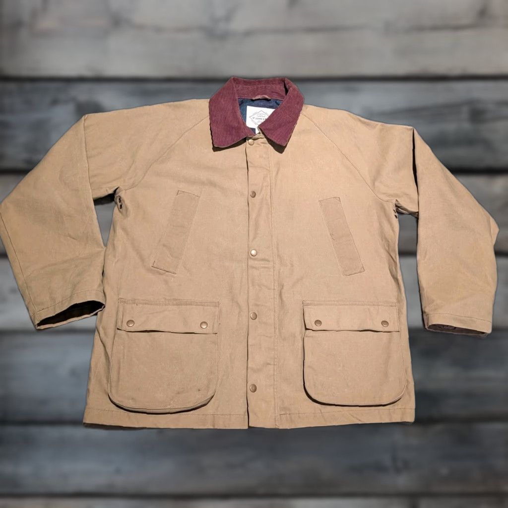 Vintage St Johns Bay Chore Jacket Mens XL Khaki Canvas Lined Workwear Barn Coat Size US XL / EU 56 / 4 - 1 Thumbnail