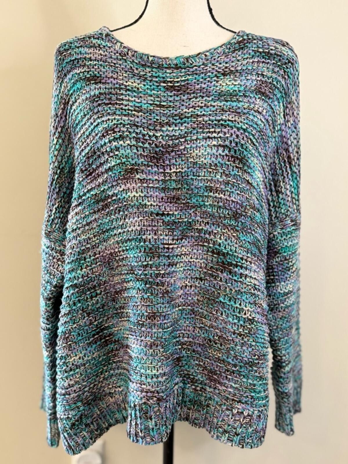 Eastland Easel chunky boho knit sweater lagenlook teal purple SZ M Size M / US 6-8 / IT 42-44 - 1 Thumbnail
