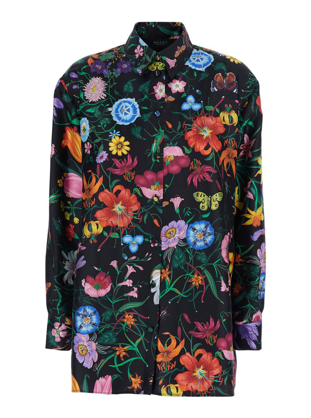 Gucci Multicolor Shirt with classic collar and all-over floral print in silk for women Size M / US 6-8 / IT 42-44 - 1 Thumbnail