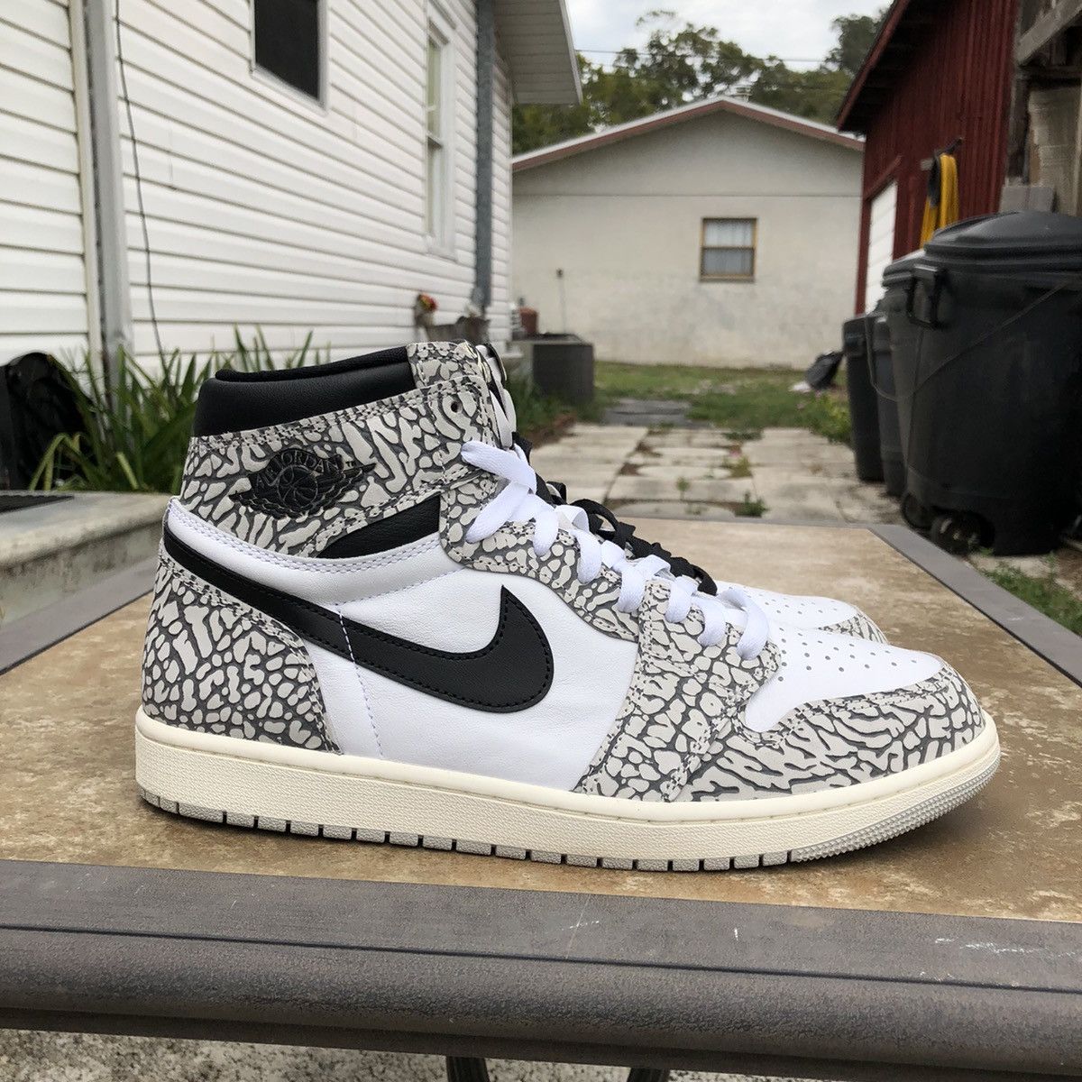 image of Jordan Nike Air Jordan Retro 1 High OG White Cement 1S Size 11 Shoes, Men's