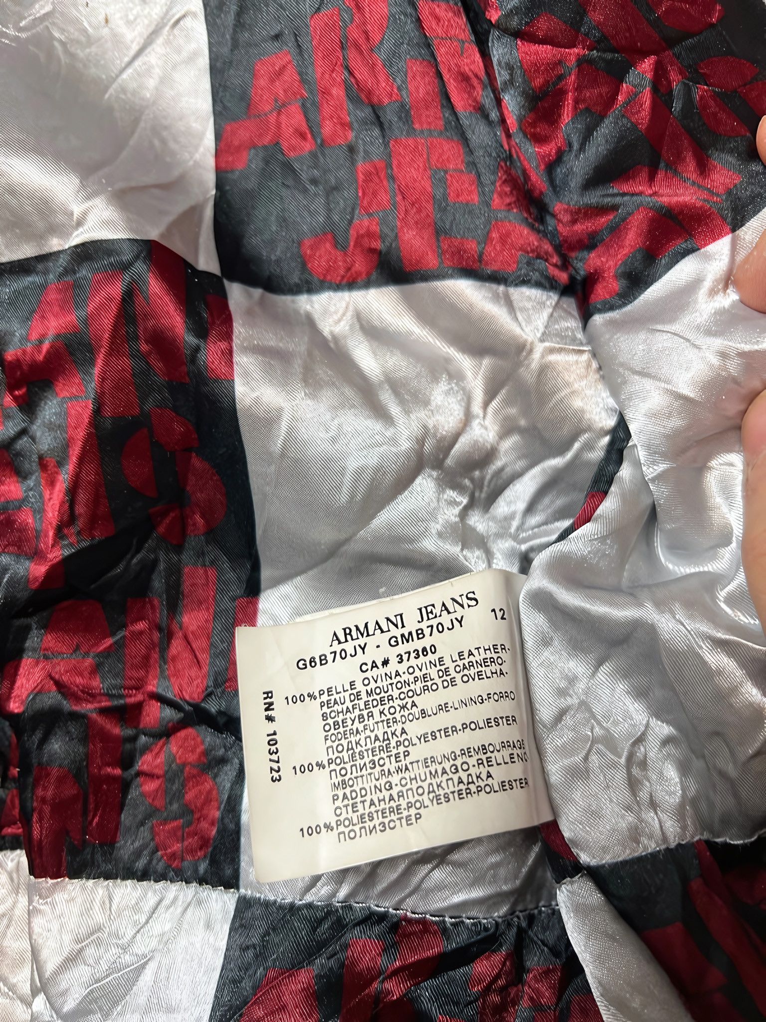 Armani ARCHIVE OVINE LEATHER BOMBER VARSITY HEAVY JACKET Size US M / EU 48-50 / 2 - 6 Thumbnail
