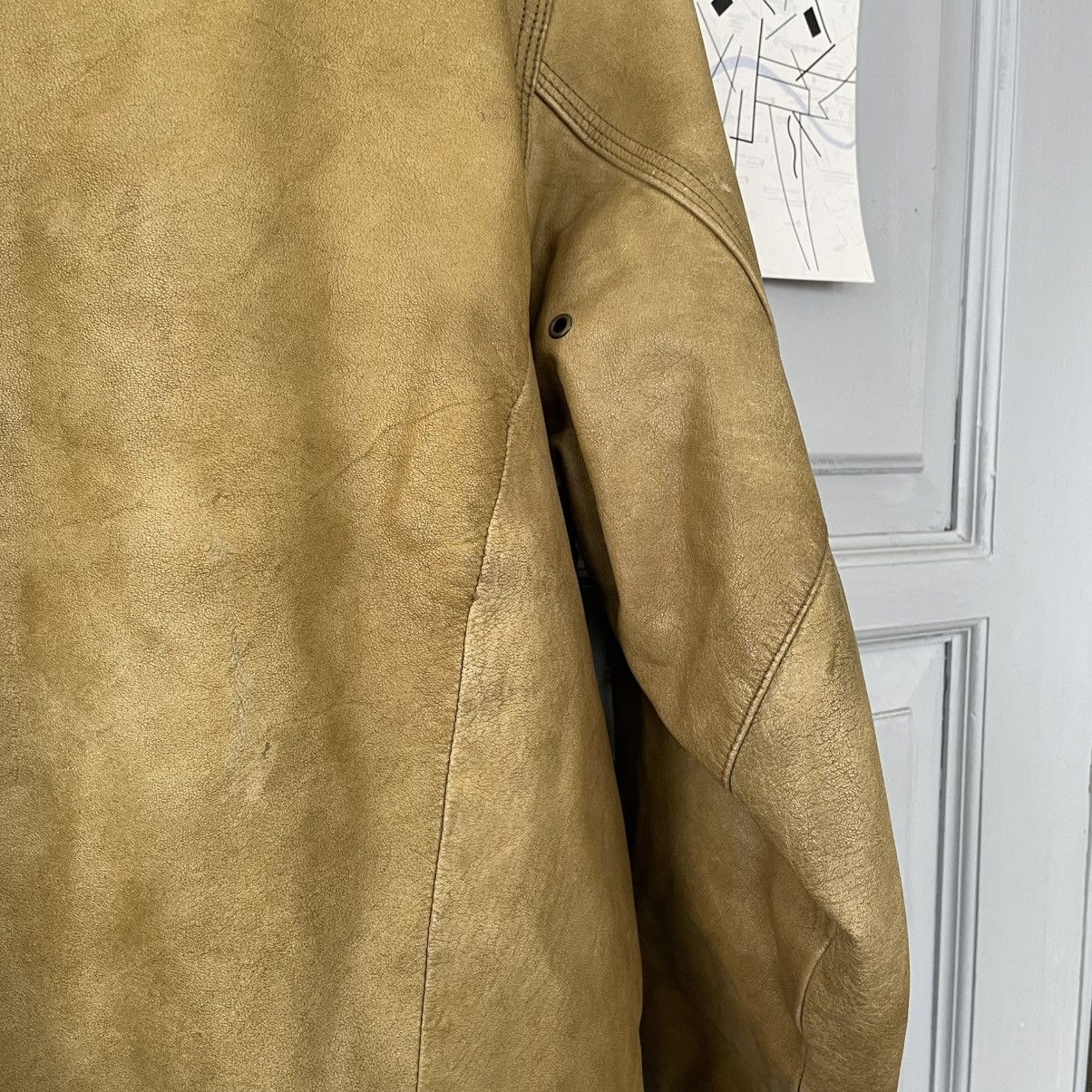 Vintage Yellow Distressed leather jacket Y2K sz M