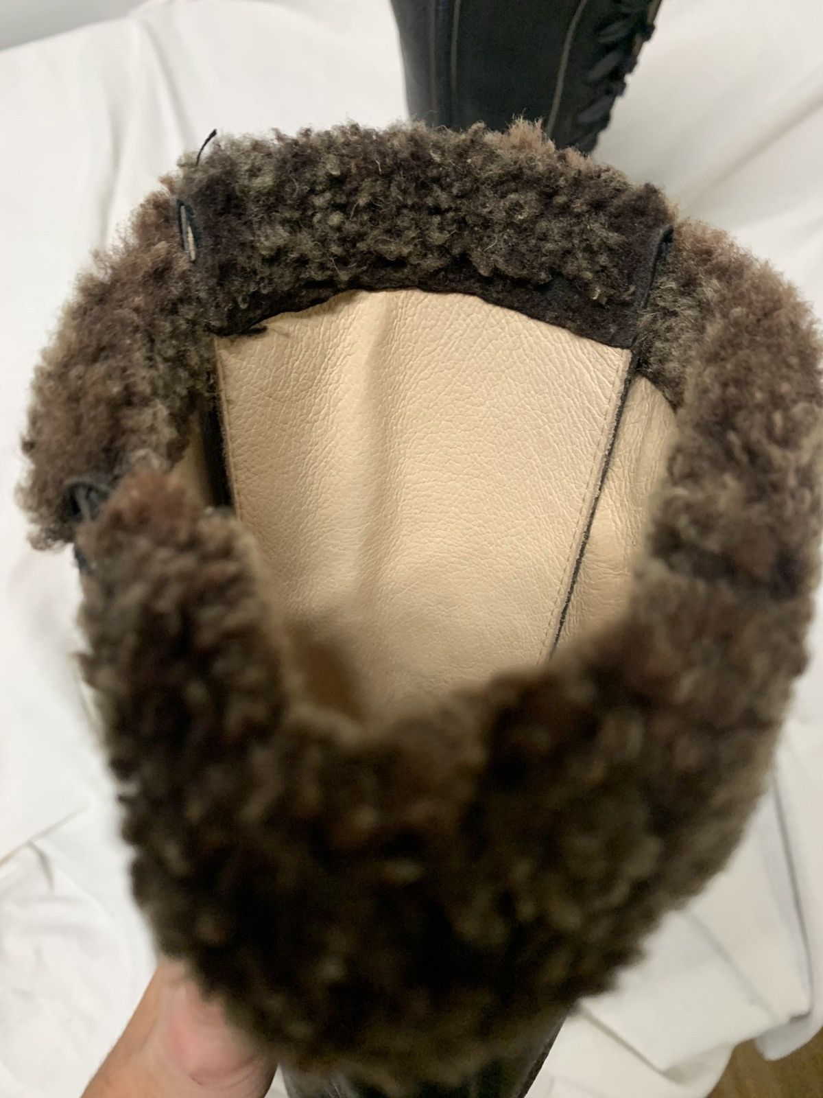 Japanese Brand × Vintage VINTAGE BUMPER HIGH LEATHER BOOTS FAUX FUR LACE UP Size US 7.5 / IT 37.5 - 6 Thumbnail