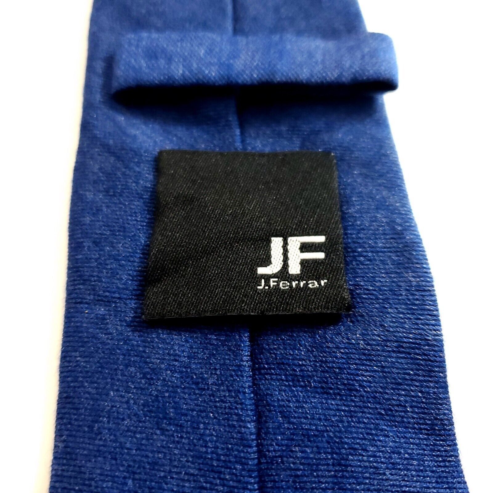 J Ferrar JF J. Jerrar Polyester Rayon Solid Blue Skinny Silk Tie Size ONE SIZE - 3 Thumbnail