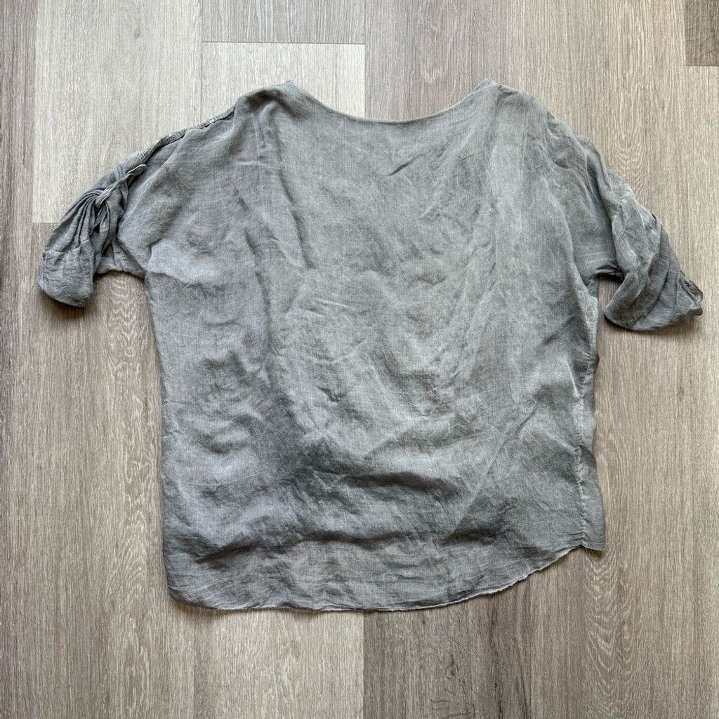 Other Gray Embellished 3/4 Sleeve Boxy Blouse Size L / US 10 / IT 46 - 2 Thumbnail