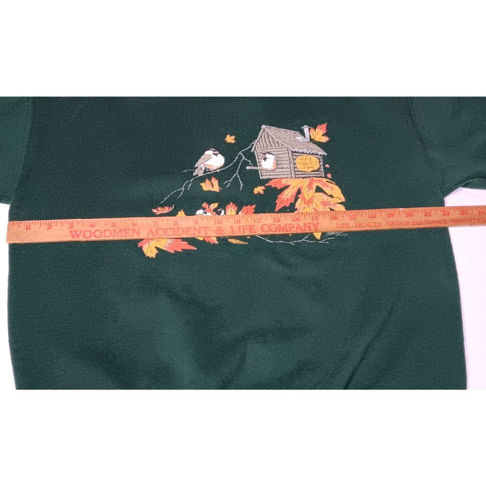 Fruit Of The Loom VINTAGE Fruit of the Loom Sweatshirt Nature Green Crew Neck Long Sleeve Pullover Women L Fall Cotton Polyester Knit Birds Tree Leaves Sweatshirt Size L / US 10 / IT 46 - 6 Thumbnail