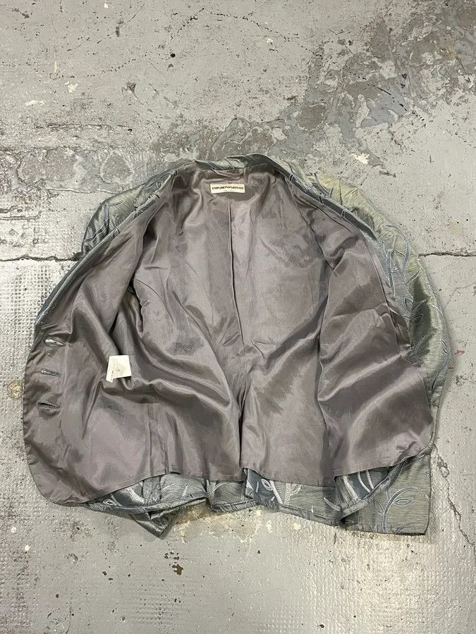 Emporio Armani SS2005 Emporio Armani Tree Branches Blue Silver Suit Jacket Size XS / US 0-2 / IT 36-38 - 7 Thumbnail