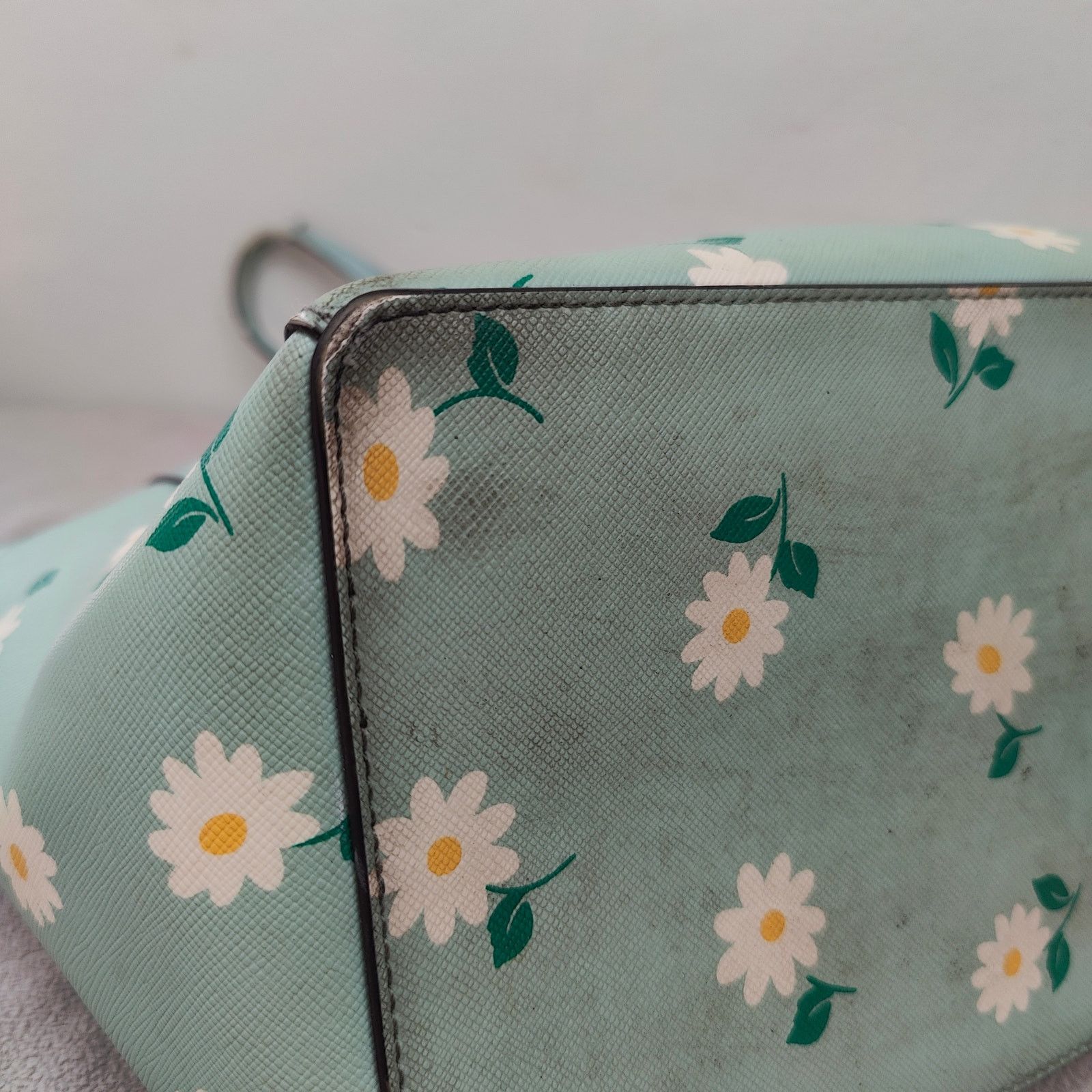 Kate Spade Kate Spade Dana Tote Bag Mint Green Daisy Floral Print Size ONE SIZE - 7 Thumbnail