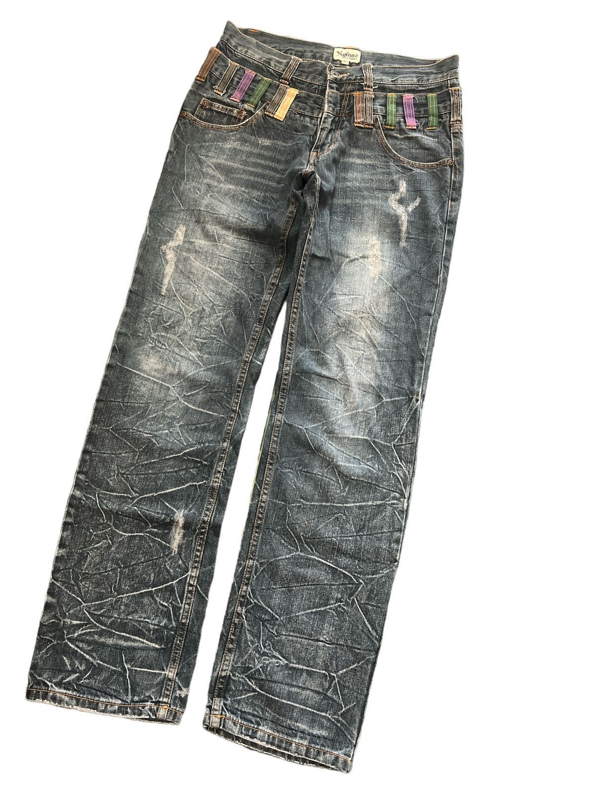 Japanese Brand × Vintage DOUBLE WAIST‼️NYLAUS DISTRESSED DENIM PANT Size US 30 / EU 46 - 5 Thumbnail