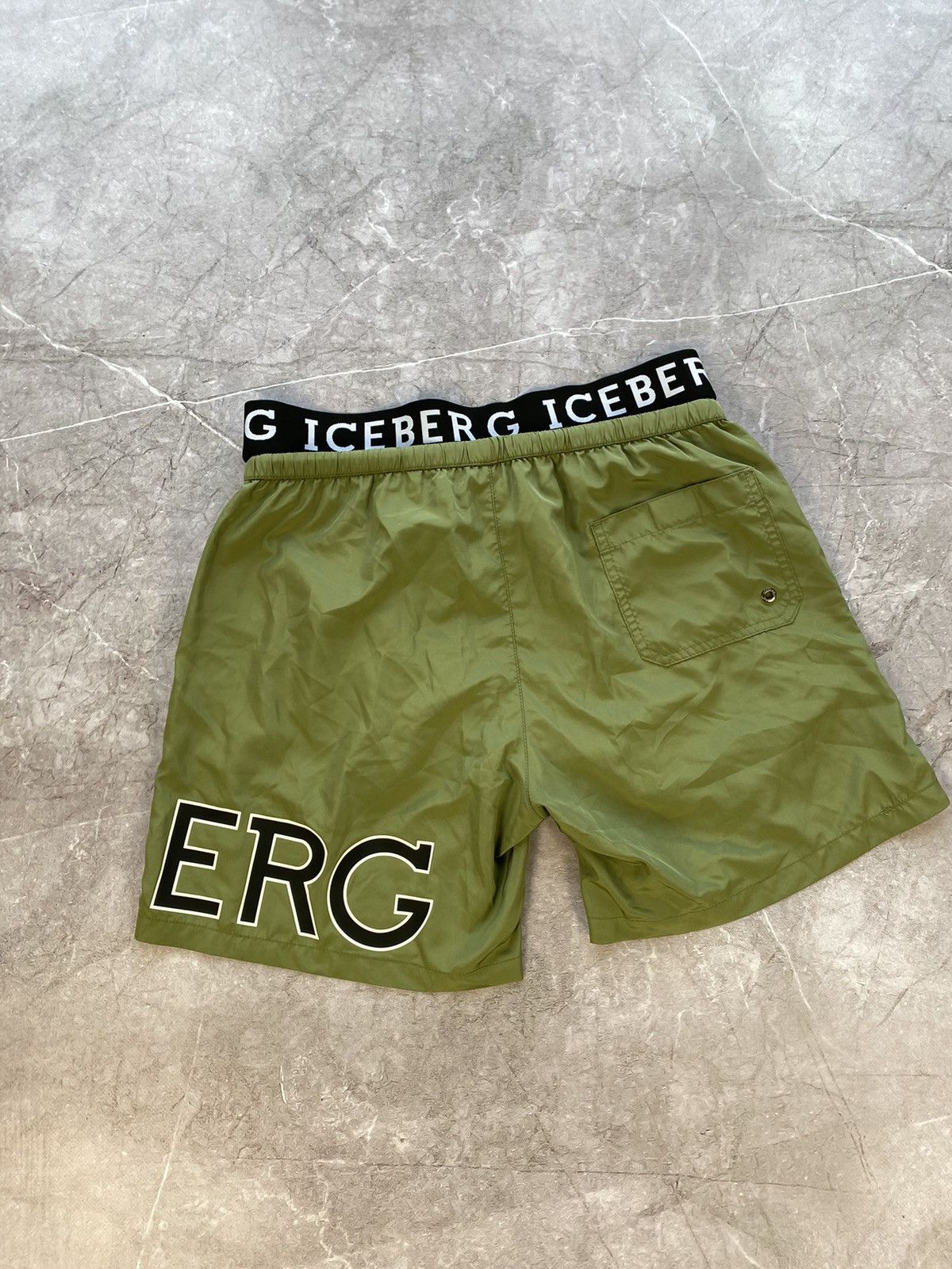 Iceberg × Vintage Rare Iceberg Beach Wear Big Logo Olive Shorts Size US 32 / EU 48 - 10 Thumbnail