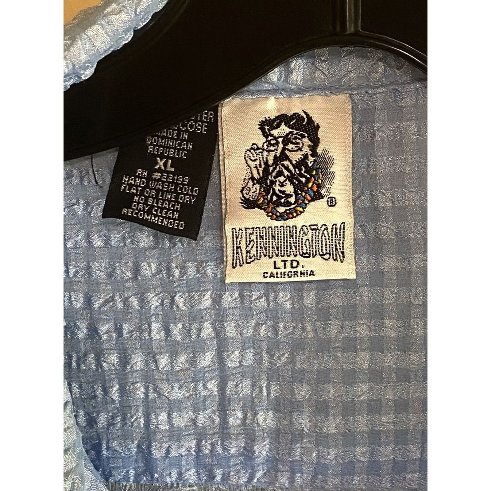 Vintage Kennington California Sky Blue Poly Textured Short Sleeve Button Shirt XL Mens Shirt Size US XL / EU 56 / 4 - 2 Thumbnail