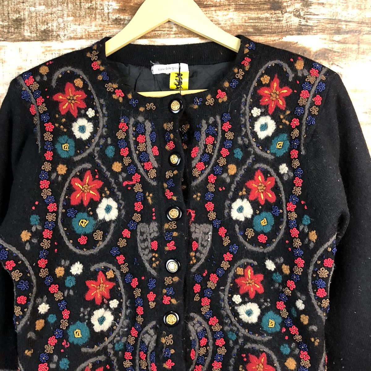 Vintage Unchipull Black Patterned knitwear Cardigans #A2326 Size S / US 4 / IT 40 - 5 Thumbnail