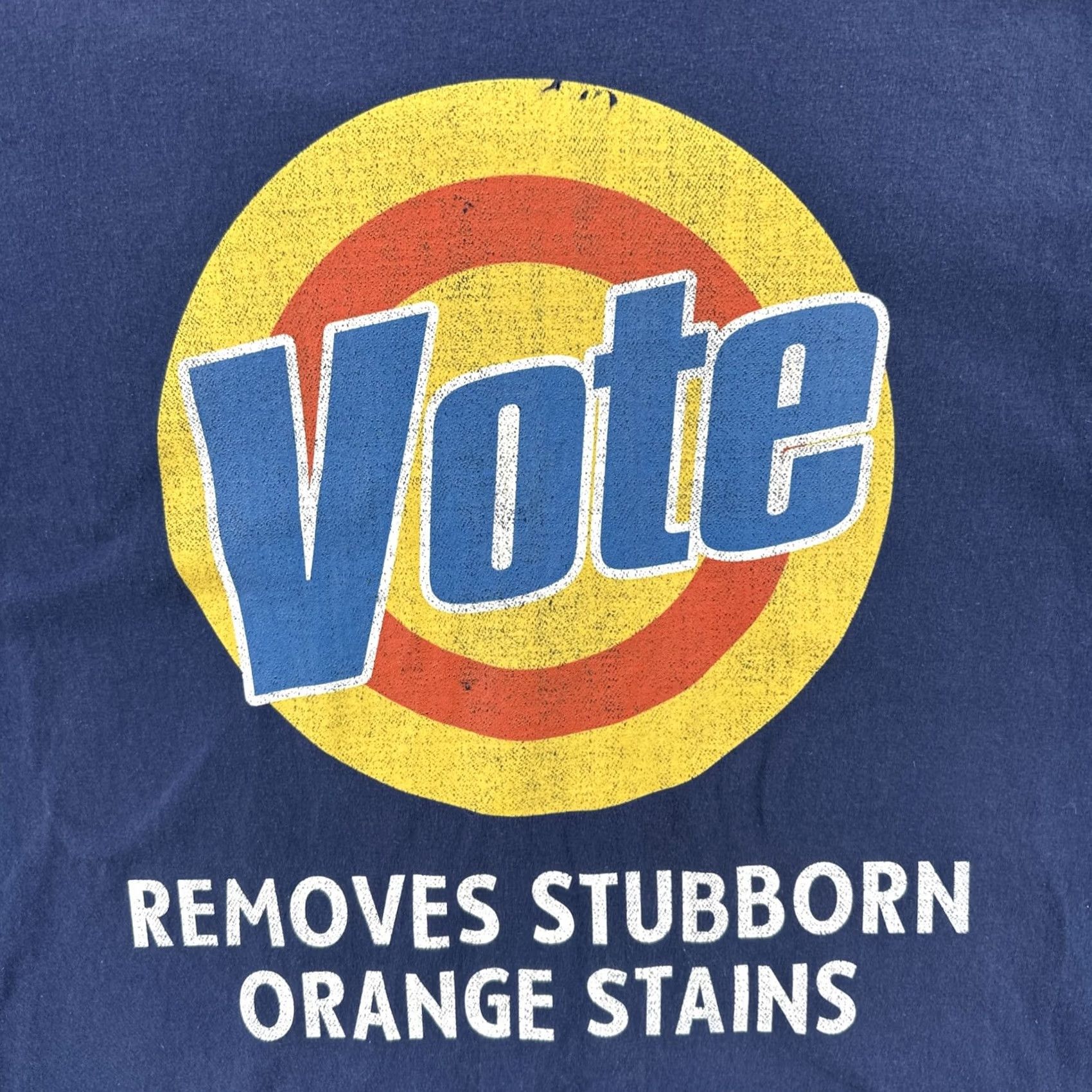 Vintage VOTE Removes Stubborn Orange Stains Mens L Blue T Shirt Donald Trump Parody Tee Size US L / EU 52-54 / 3 - 6 Thumbnail