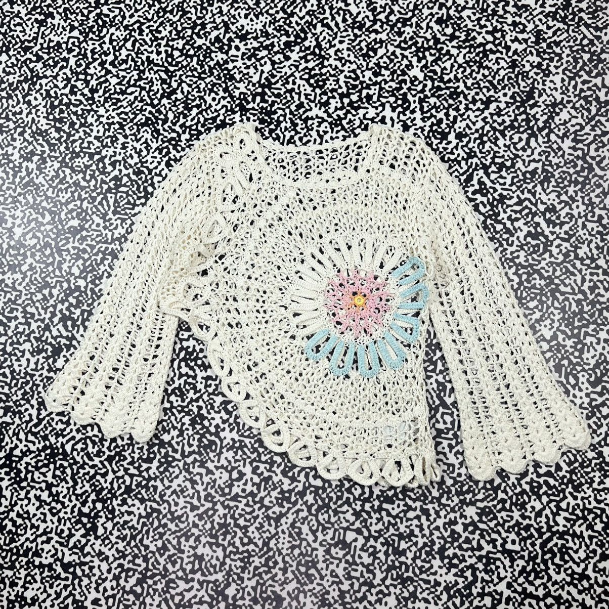 Vintage Vintage Y2K Mesh Knitted Sweater Japanese Flower Style Size M / US 6-8 / IT 42-44 - 4 Thumbnail
