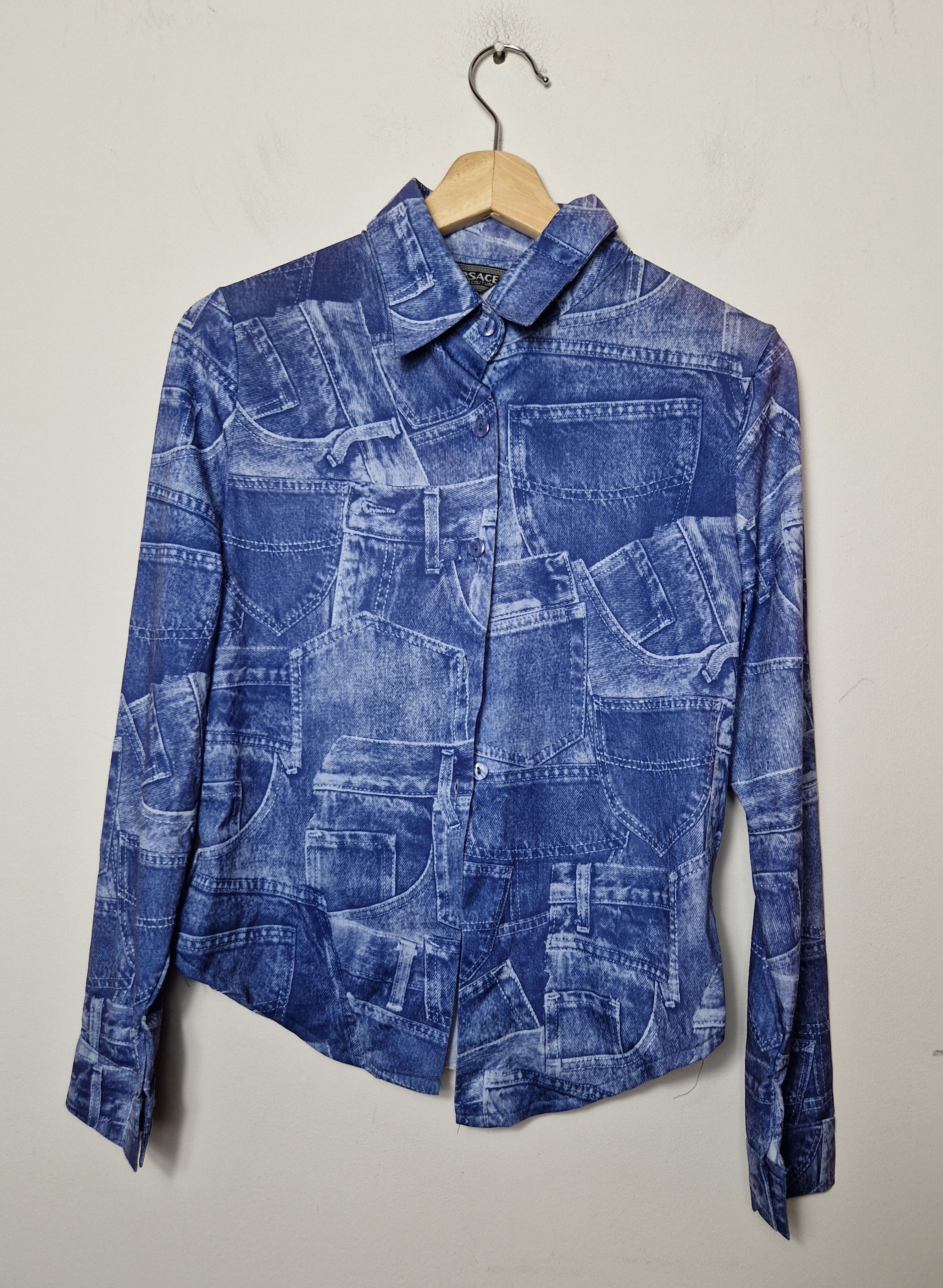 Versace Versace Jeans vintage 90s DSWT rare shirt denim print Size L / US 10 / IT 46 - 6 Thumbnail