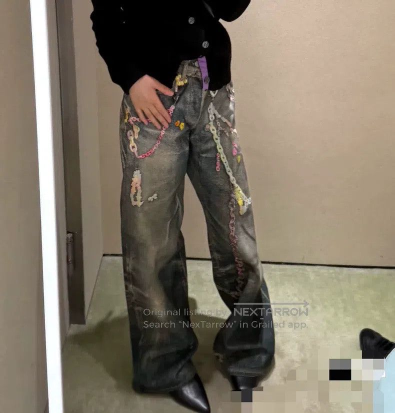 Acne Studios Acne Studios Candy Chain 3D Printed Loose Low-Rise Wide-Le Size 35" - 7 Thumbnail