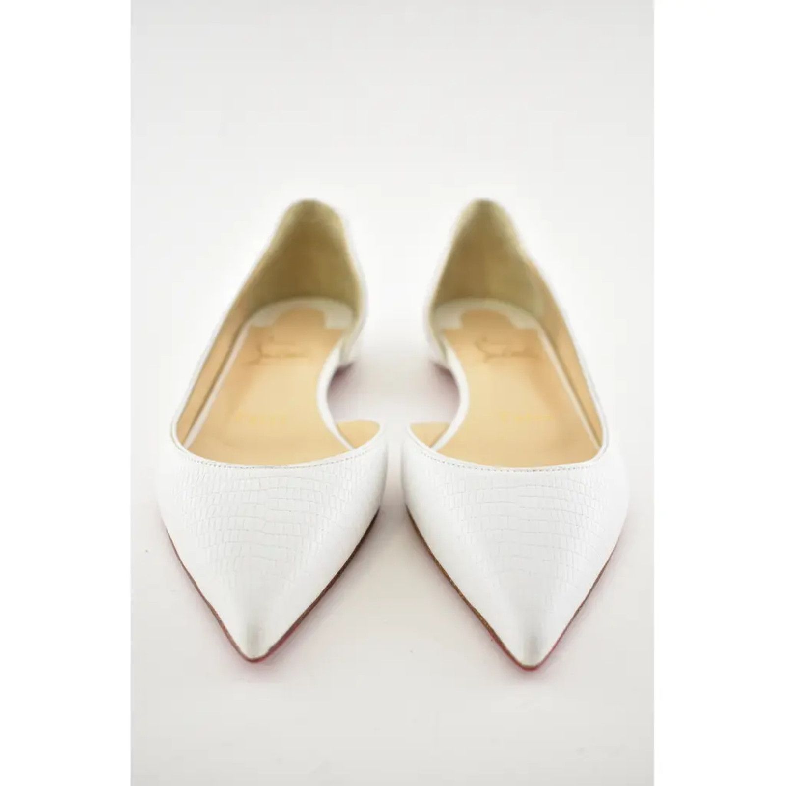 Christian Louboutin Christian Louboutin Iriza White Zarli Kid Pointed Ballerina Size US 5.5 / IT 35.5 - 4 Thumbnail