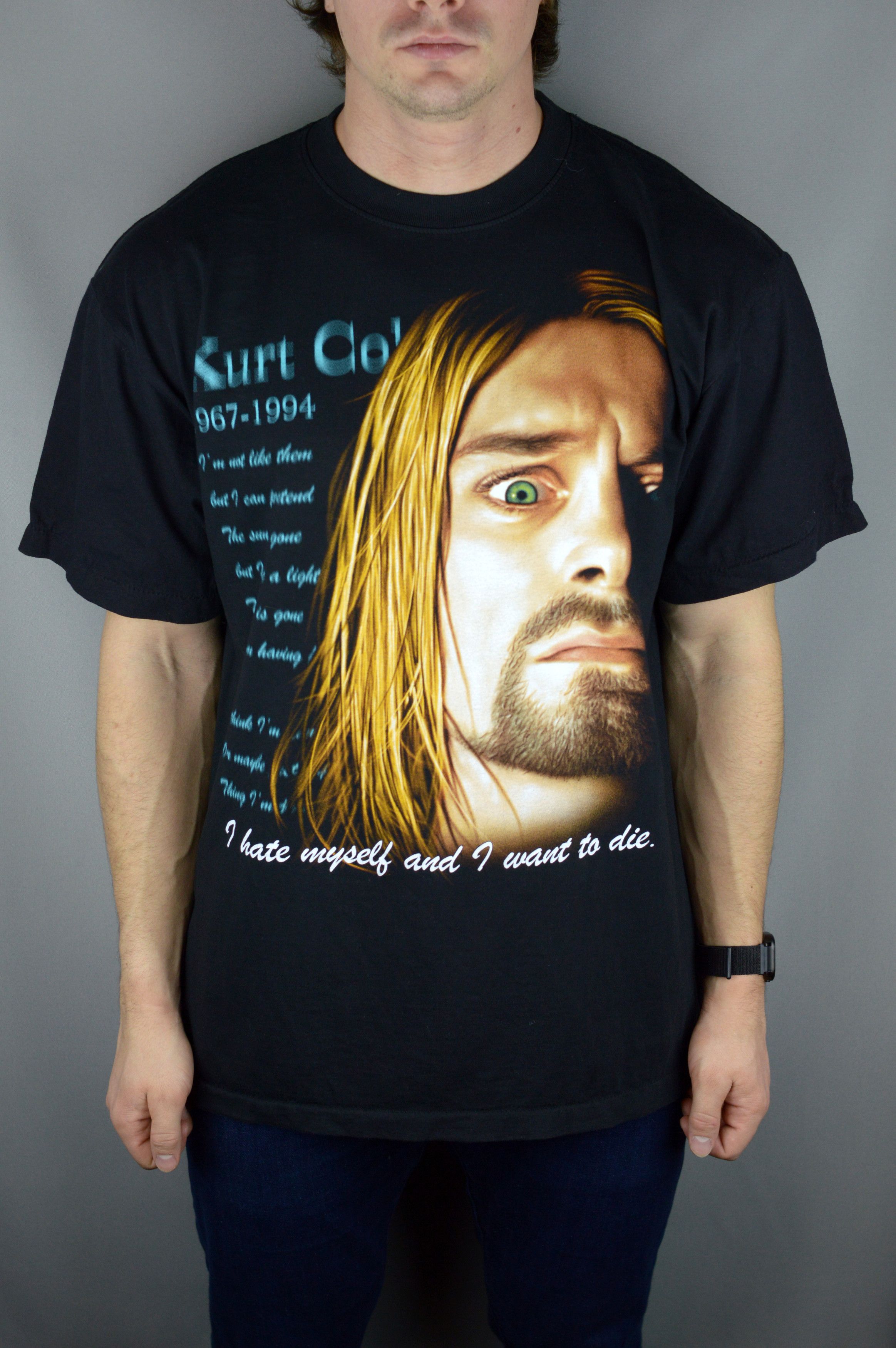 Band Tees Vintage Kurt Cobain I Hate Myself 90s t shirt Size US XL / EU 56 / 4 - 1 Thumbnail