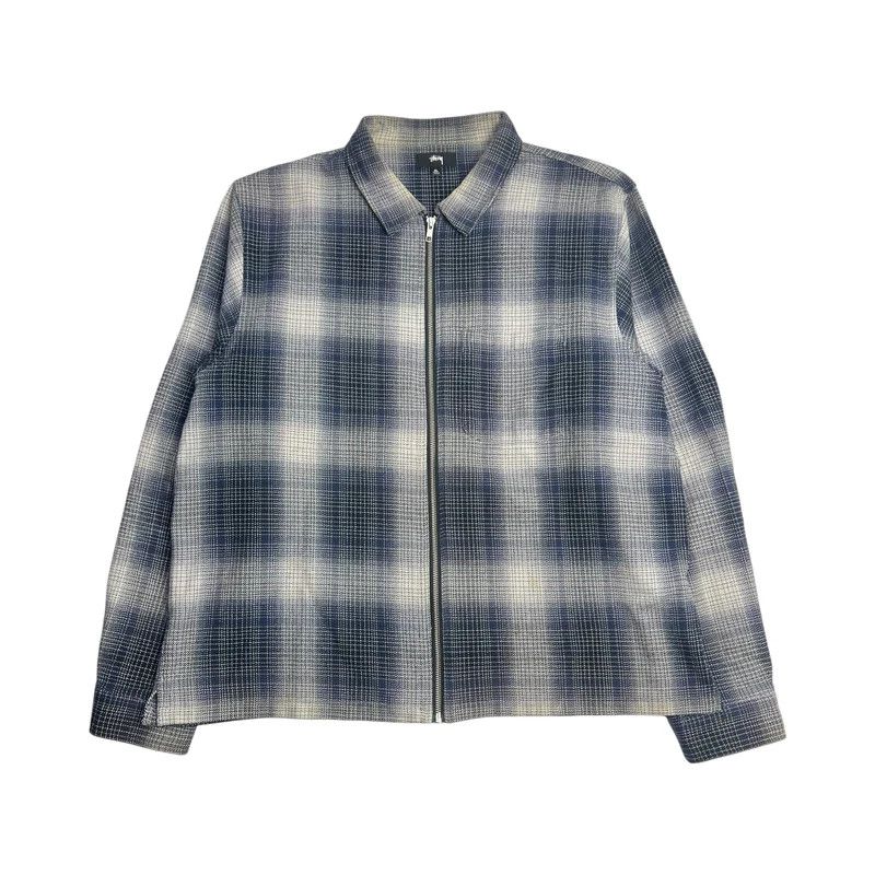 Stussy STÜSSY PAUL SHADOW PLAID ZIP SHIRT GRIS/MARIN | Grailed