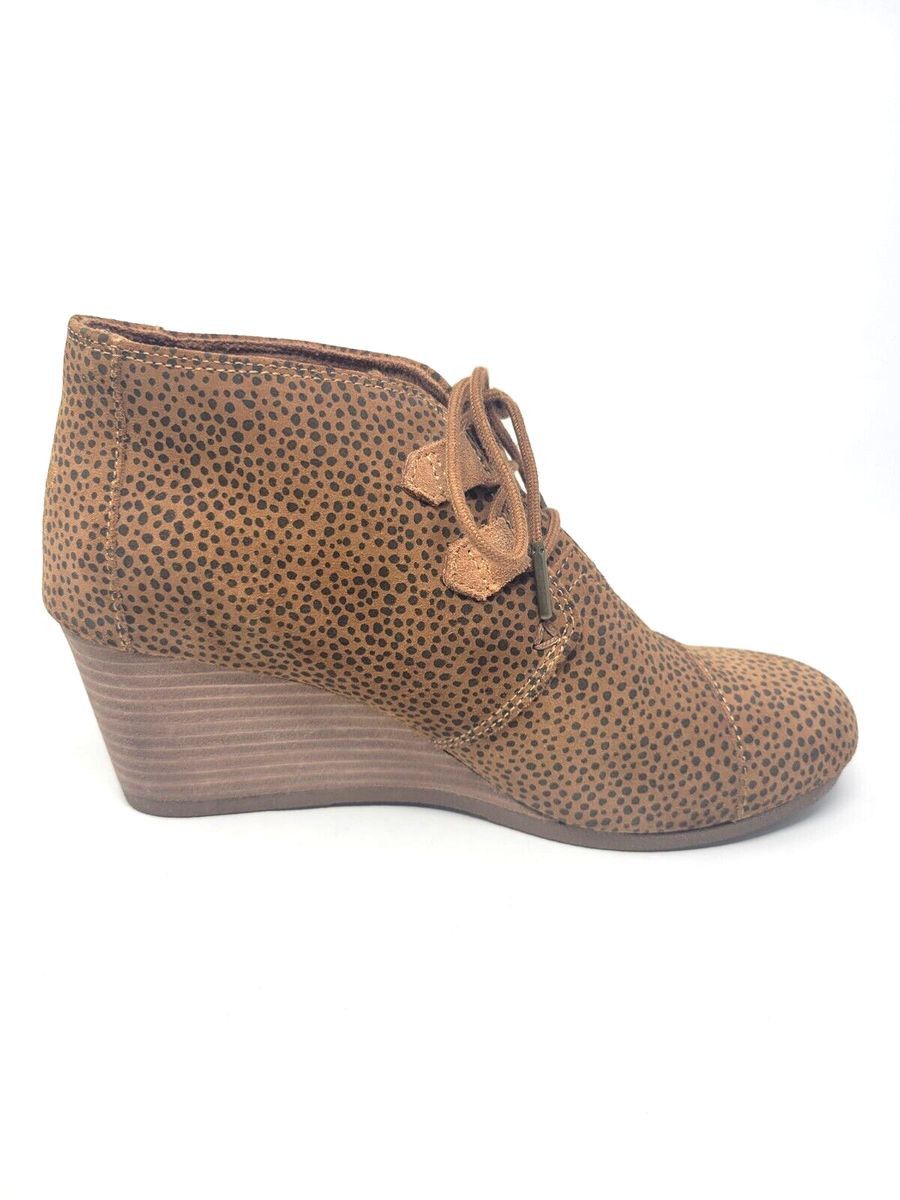 Toms TOMS Kala Wedge Booties Animal Print Suede Lace Up Sz 9.5 Size US 9.5 / IT 39.5 - 5 Thumbnail