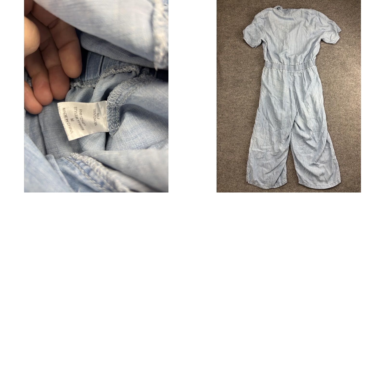 Vintage ROOLEE Jumpsuit Womens Medium Blue Chambray Button Front Short Sleeve Pockets Size 32" / US 10 / IT 46 - 8 Thumbnail