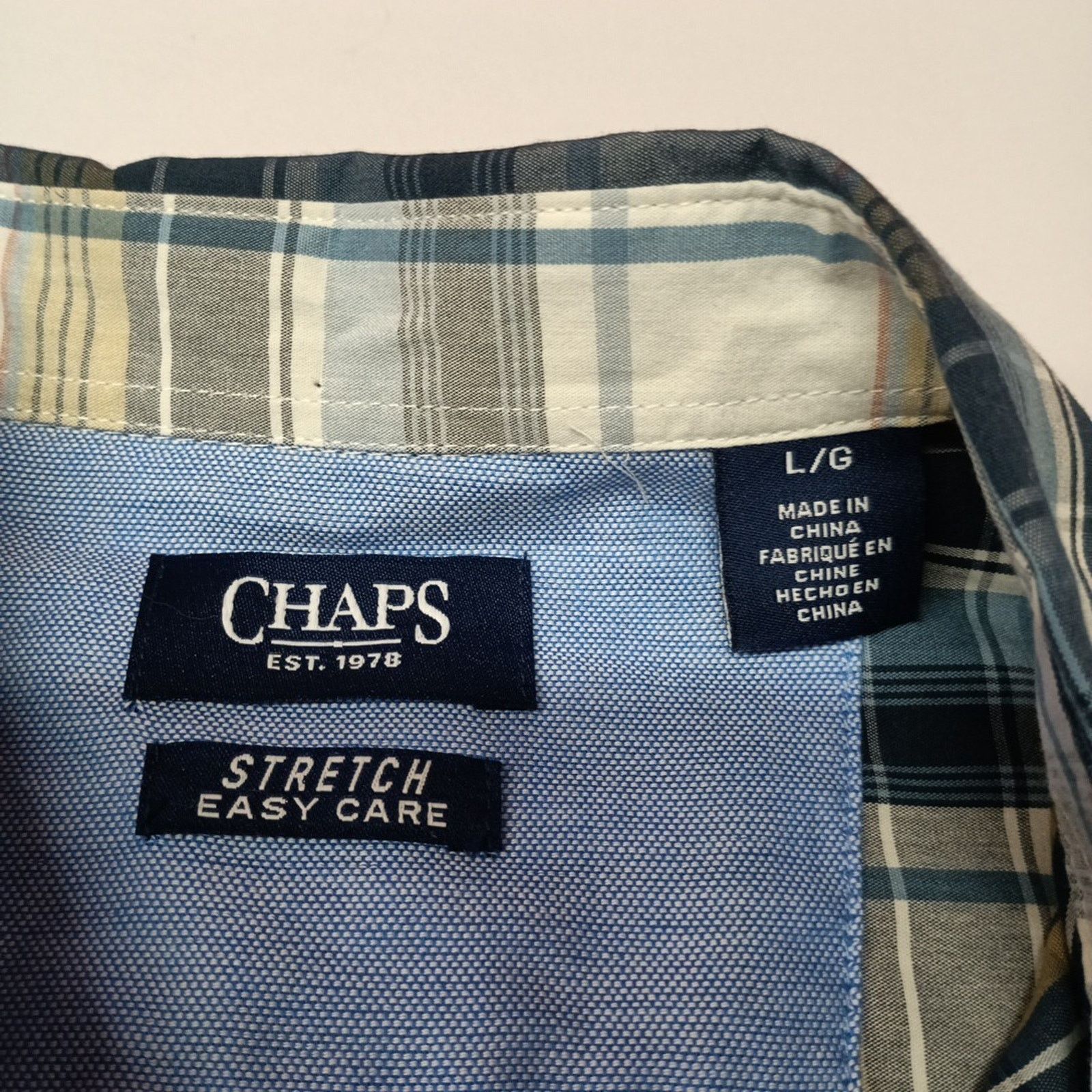 Chaps Chaps Woven Shirt Men's L Ivory Plaid Stretch Classic Fit Size US L / EU 52-54 / 3 - 4 Thumbnail