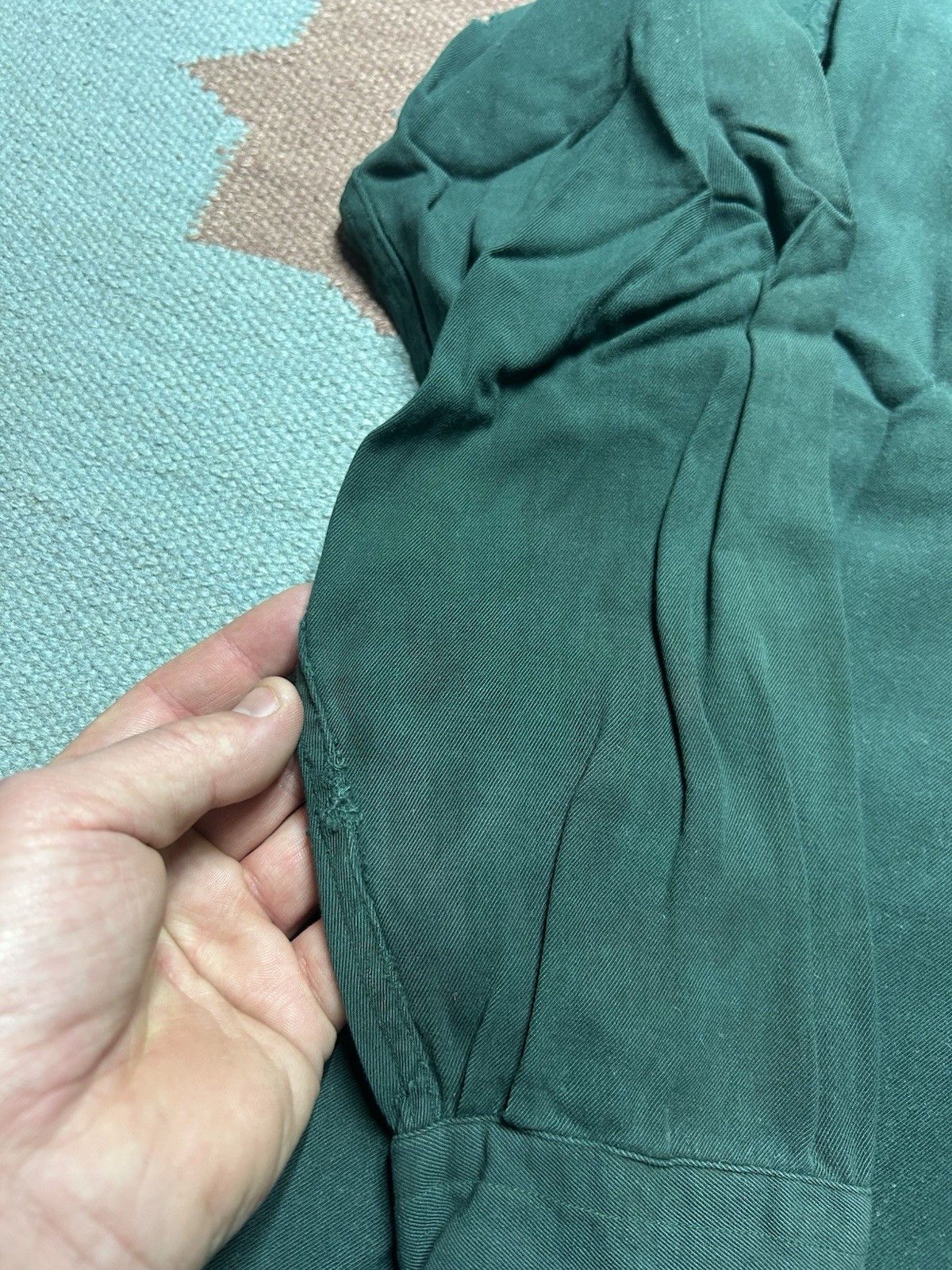 Vintage Vtg 1940s rayon gabardine button shirt forest green medium Size US M / EU 48-50 / 2 - 9 Thumbnail