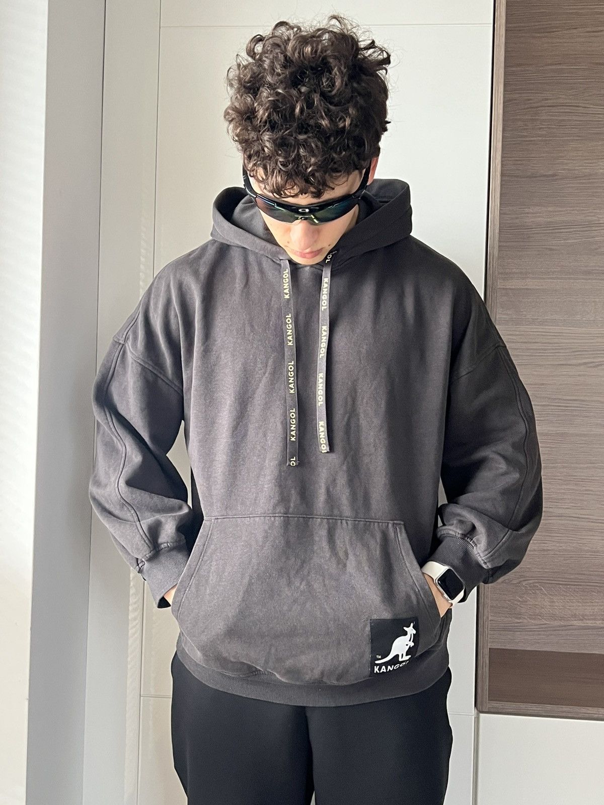 Designer × H&M × Kangol ‼️Rare Oversized Big Logo Kangol x H&M Distressed Hoodie‼️ Size US M / EU 48-50 / 2 - 11 Thumbnail