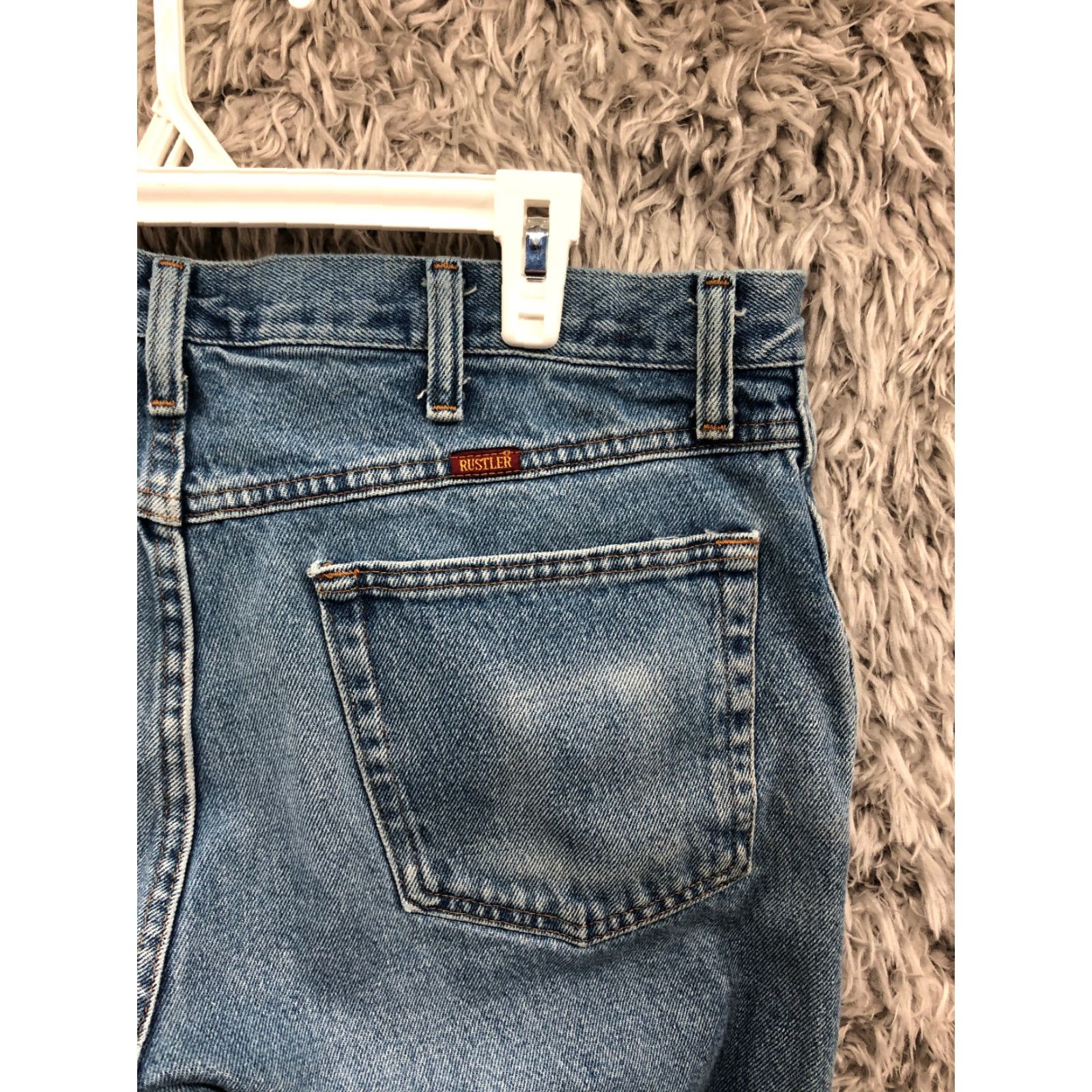 Denime Rustler Jeans 36x30 Mens Mid Rise Straight Leg Dark Wash Blue Denim Jeans Size US 36 / EU 52 - 6 Thumbnail
