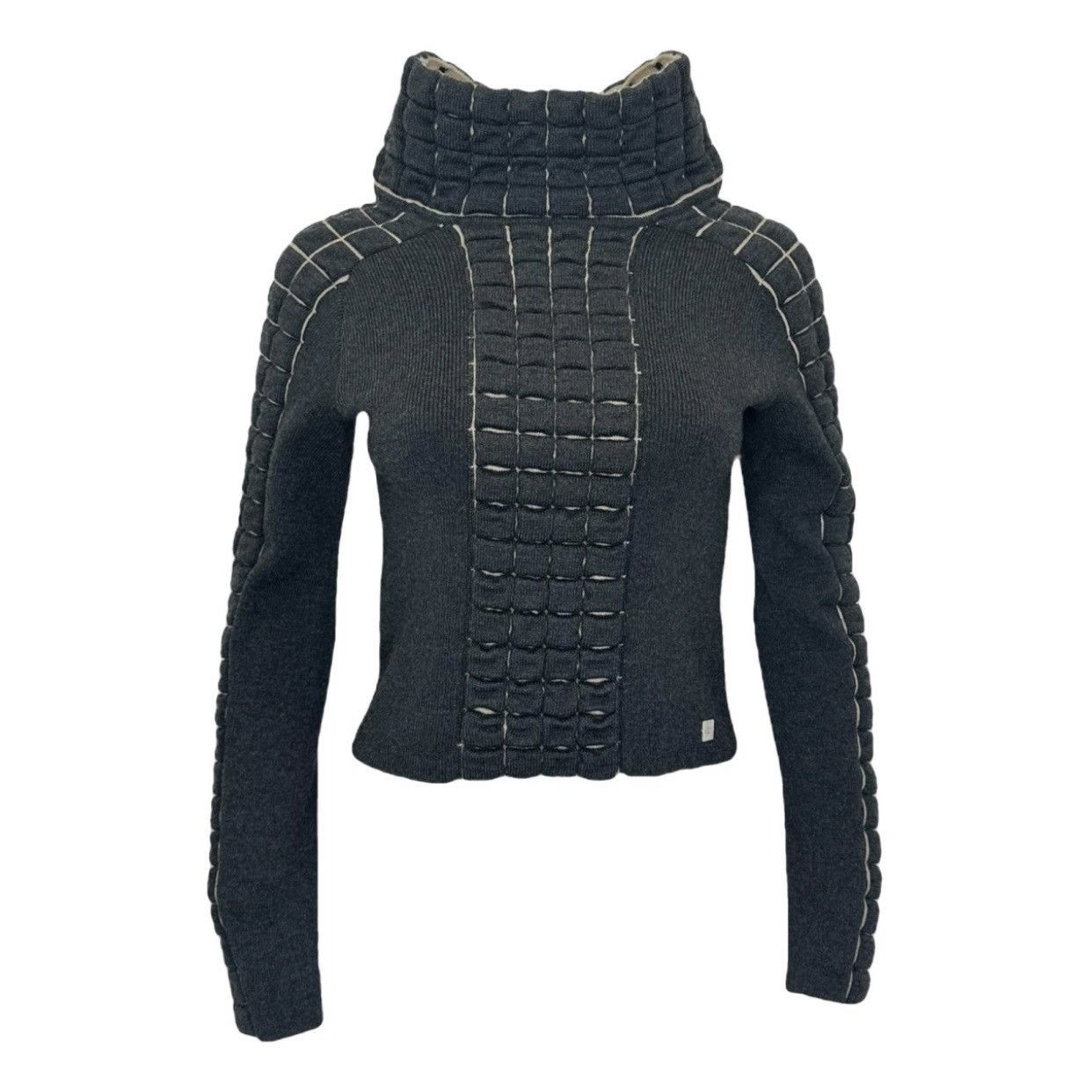 Chanel × Karl Lagerfeld Chanel turtleneck sweater in matelassé wool. Size XS / US 0-2 / IT 36-38 - 1 Thumbnail