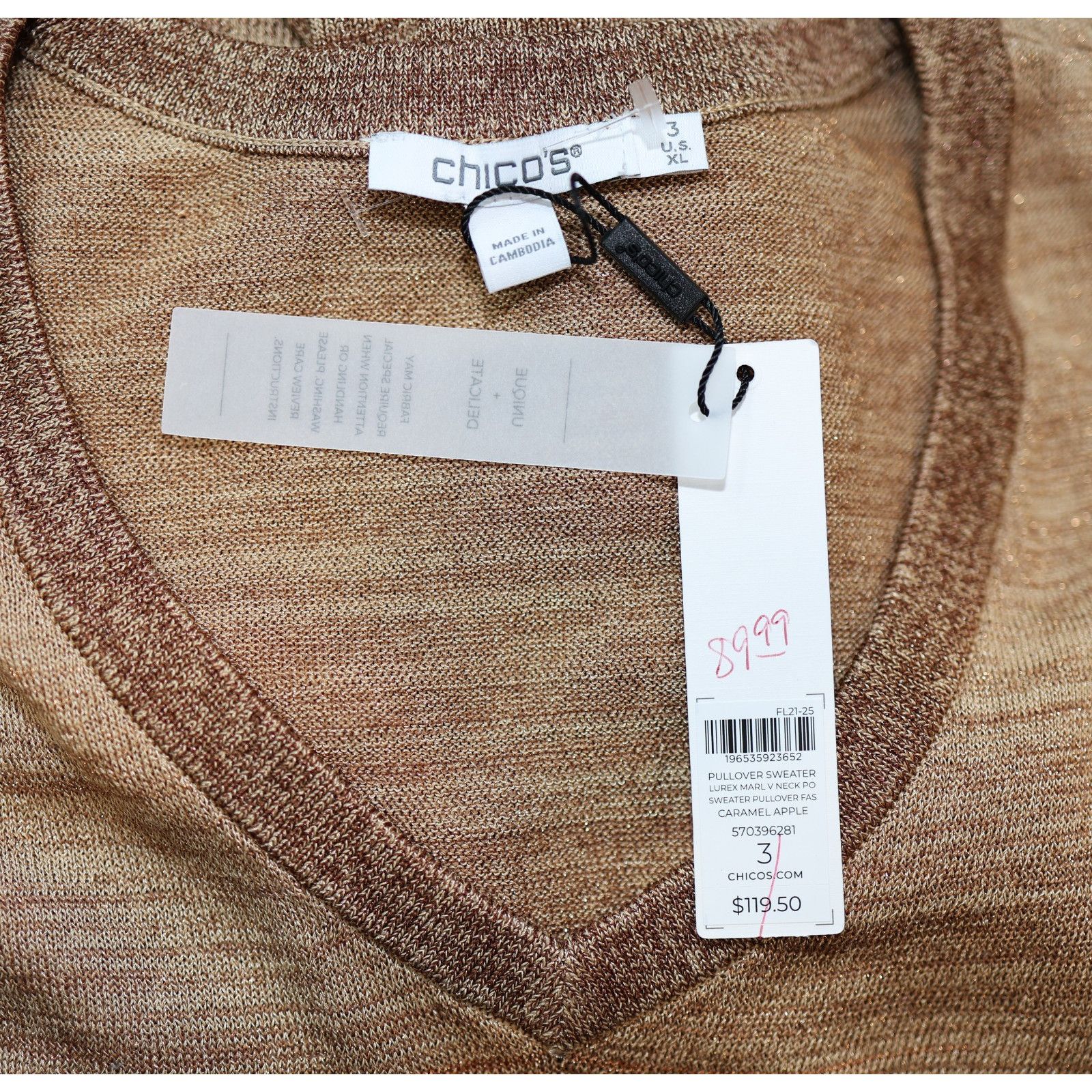 Chicos NWT CHICO'S Pleat Sleeve V-Neck Pullover Sweater Size 3 / XL Size XL / US 12-14 / IT 48-50 - 5 Thumbnail