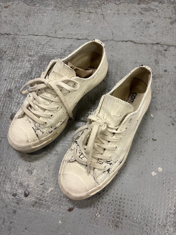 Maison Margiela 2012 Maison Margiela Converse White Painted Sneakers Size US 7.5 / IT 37.5 - 3 Thumbnail