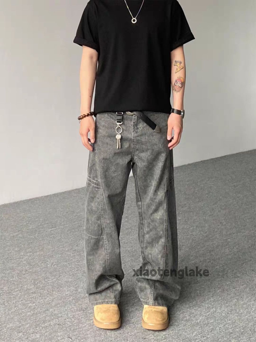 Jean Custom washed faded loose baggy skate hiphop cargo jeans Size US 30 / EU 46 - 6 Thumbnail