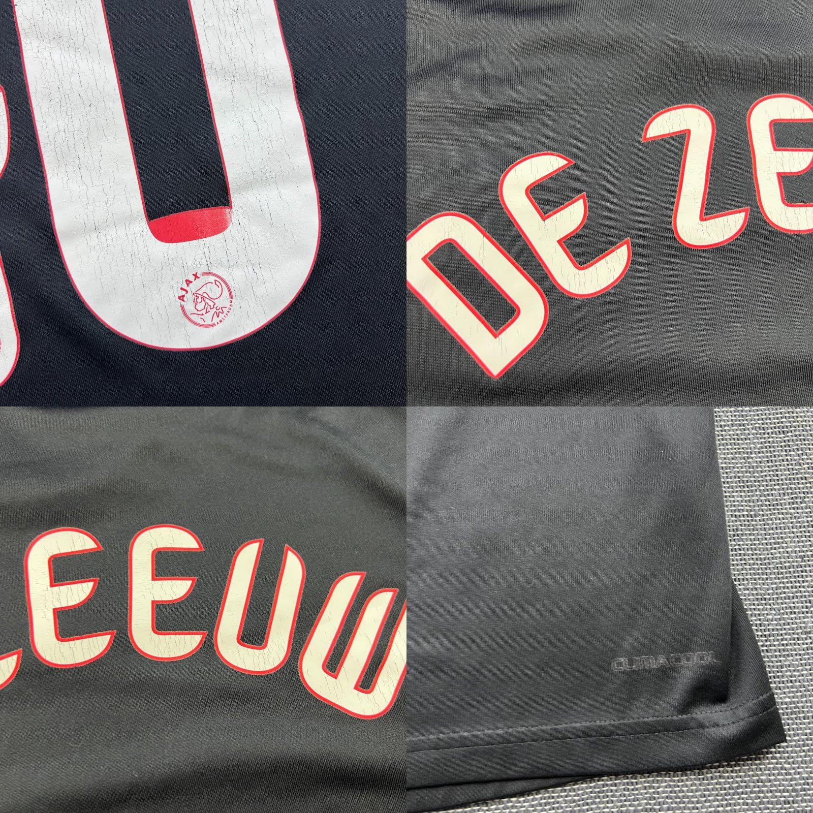 Adidas adidas Ajax Amsterdam 2009 2010 Away Demy de Zeeuw Football Jersey Mens L Black Short Sleeve Round Neck Athletic Jersey Mens Boys? Size US L / EU 52-54 / 3 - 8 Thumbnail