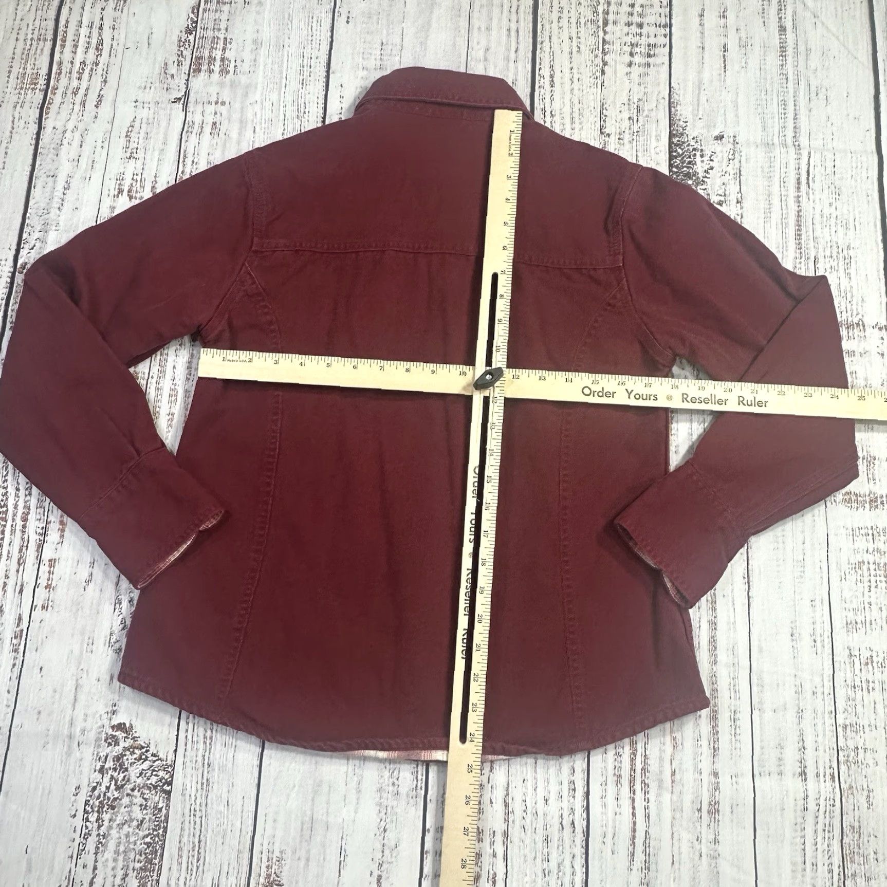 Carhartt Carhartt Women Dark Red Canvas Snap Up Shirt WS006DKR Small Lined Flannel Long Sleeve Button-Up Size S / US 4 / IT 40 - 7 Thumbnail