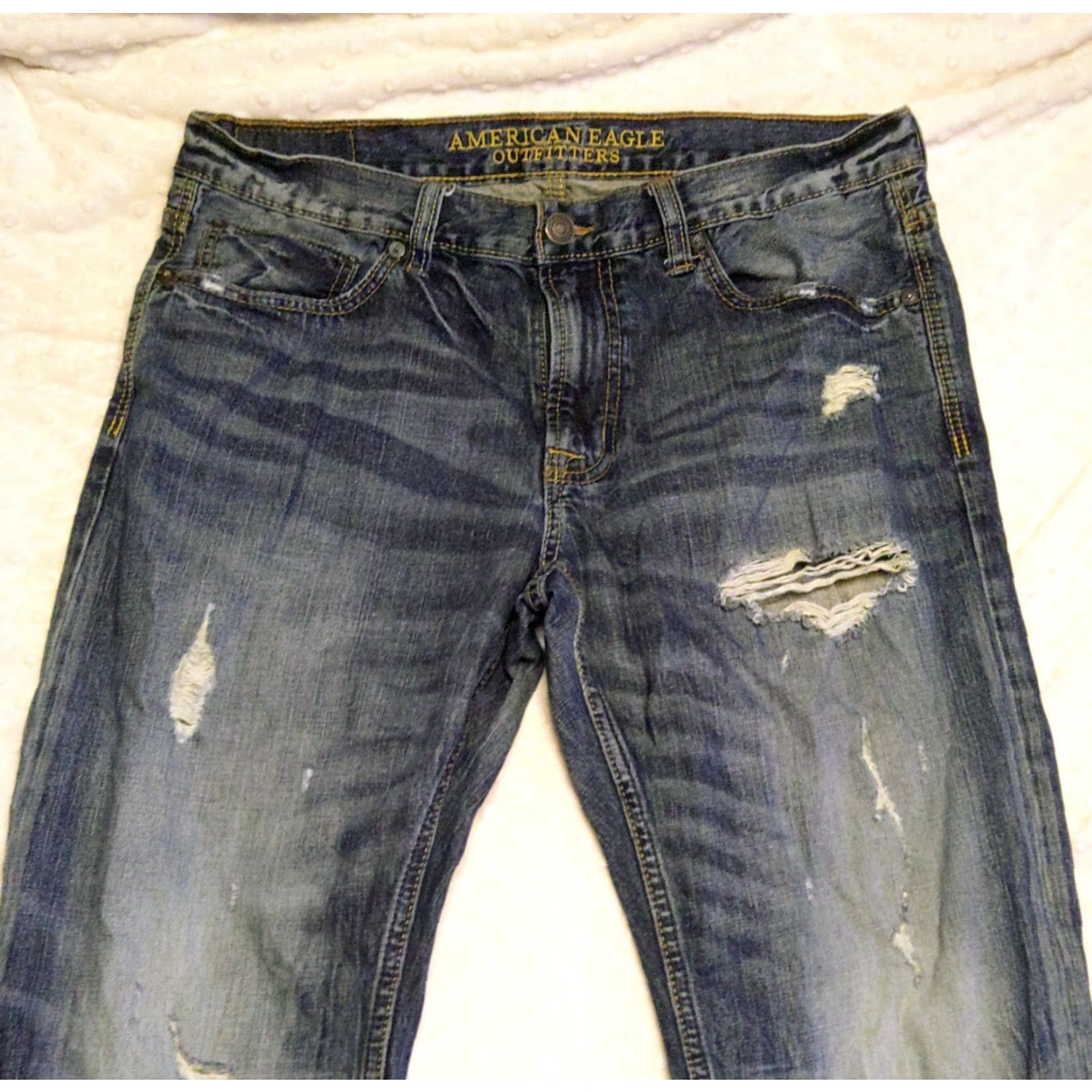 American Eagle Outfitters American Eagle Outfitters Mens Dark Blue Denim Jeans Button Zip 5-Pocket 34x32 Regular Size US 34 / EU 50 - 4 Thumbnail
