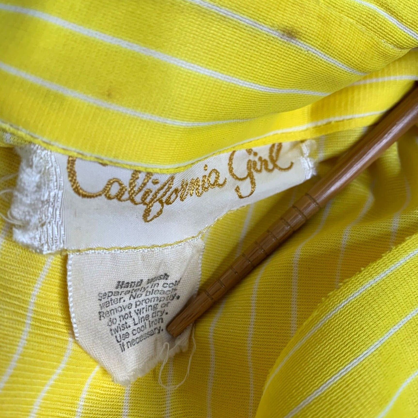 Vintage VINTAGE California Girl Dress and Jacket Set 1960s Green Yellow Mod Stripe Size 12 Womens Size XL / US 12-14 / IT 48-50 - 5 Thumbnail