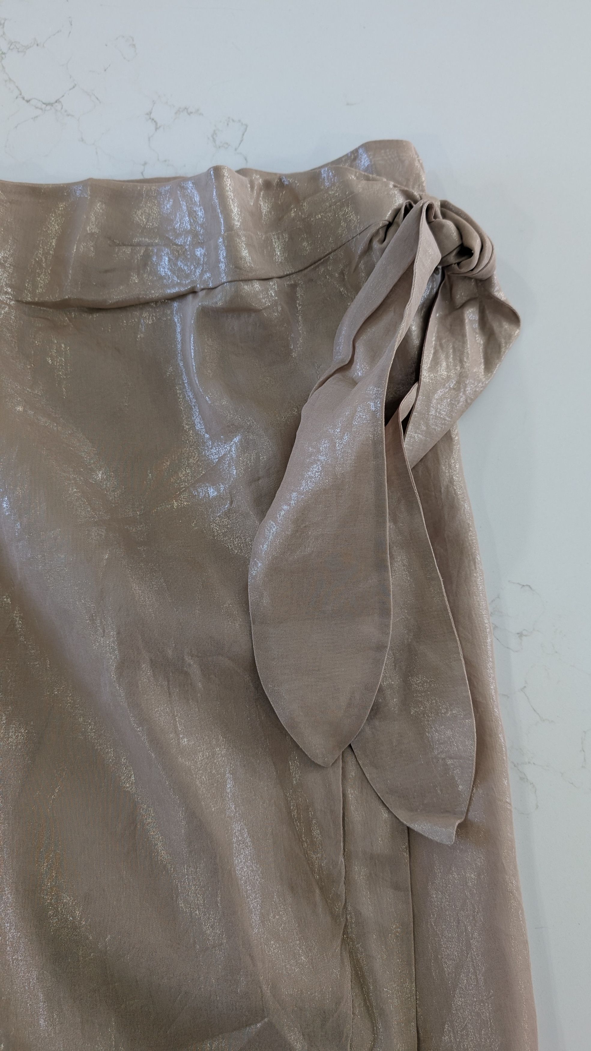 Brunello Cucinelli Brunello Cucinelli Gold Coated Cotton Wrap Skirt IT 38 Size 26" / US 2 / IT 38 - 13 Thumbnail