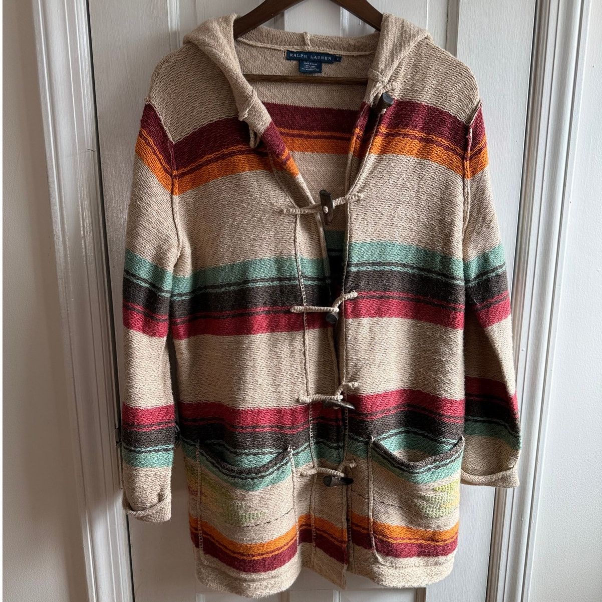 Ralph Lauren Vintage Ralph Lauren Southwest Hooded Knit Toggle Cardigan Size US L / EU 52-54 / 3 - 1 Thumbnail