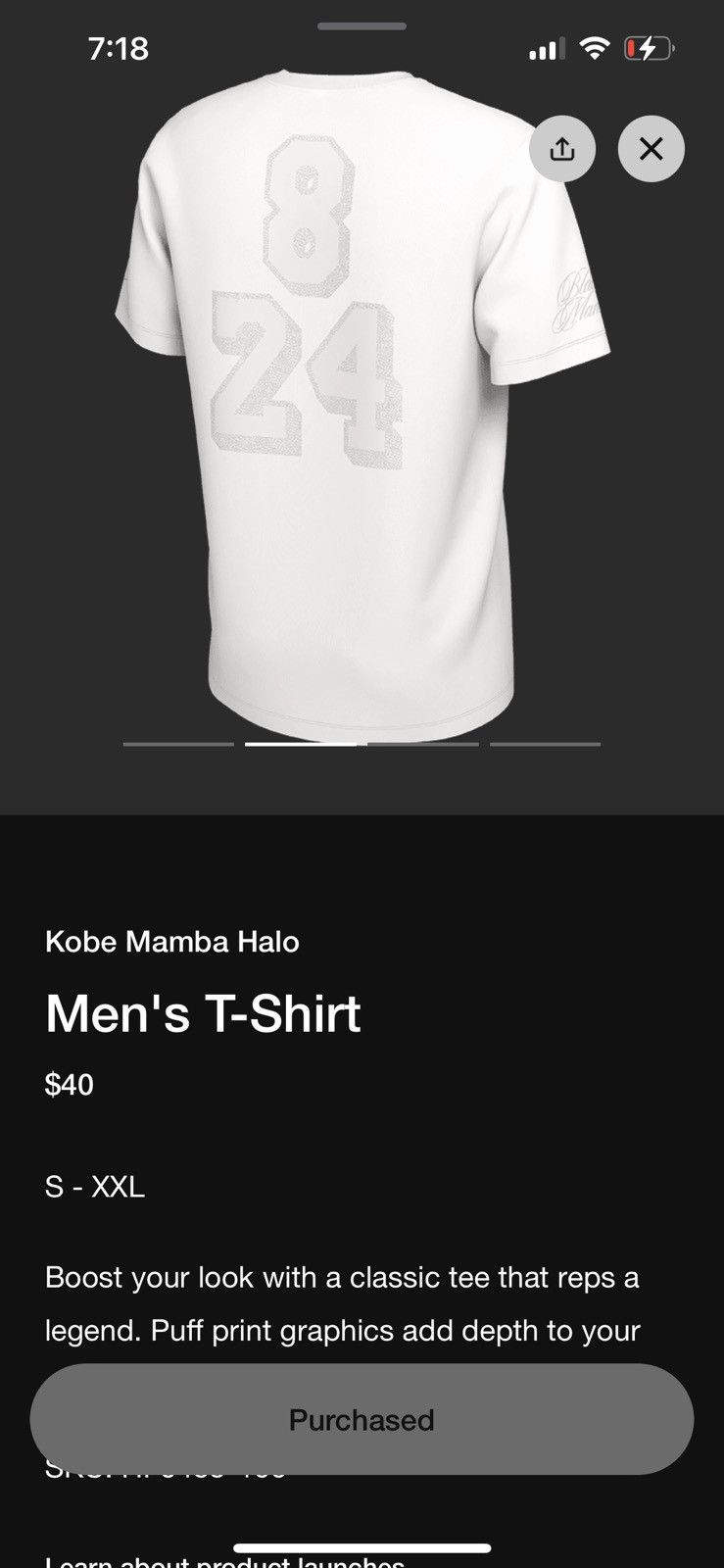 NBA × Nike Nike Kobe mamba halo t-shirt Size US XXL / EU 58 / 5 - 2 Thumbnail